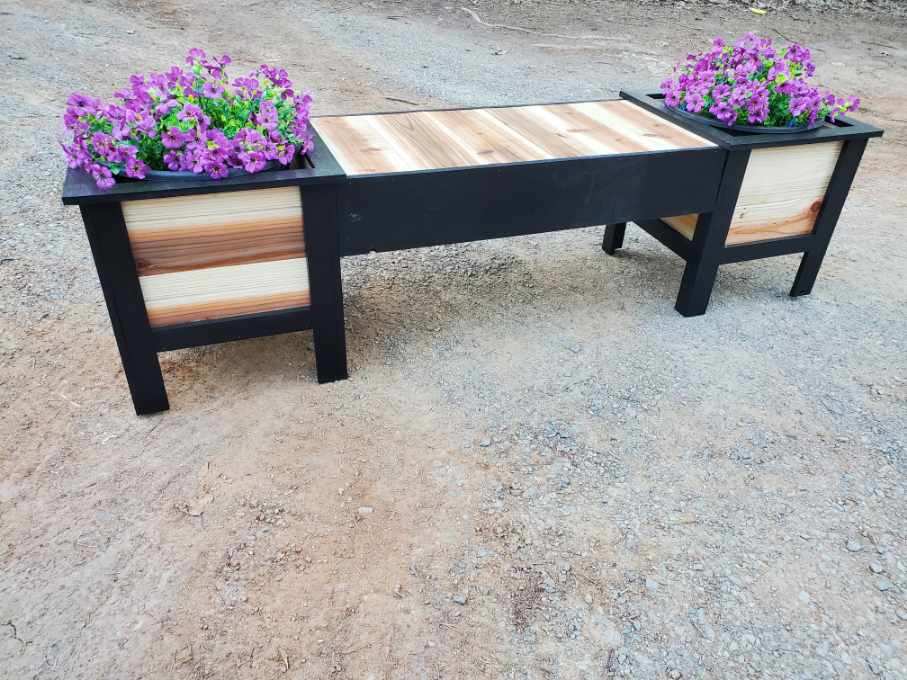 Hand Built Cedar Planter Bench