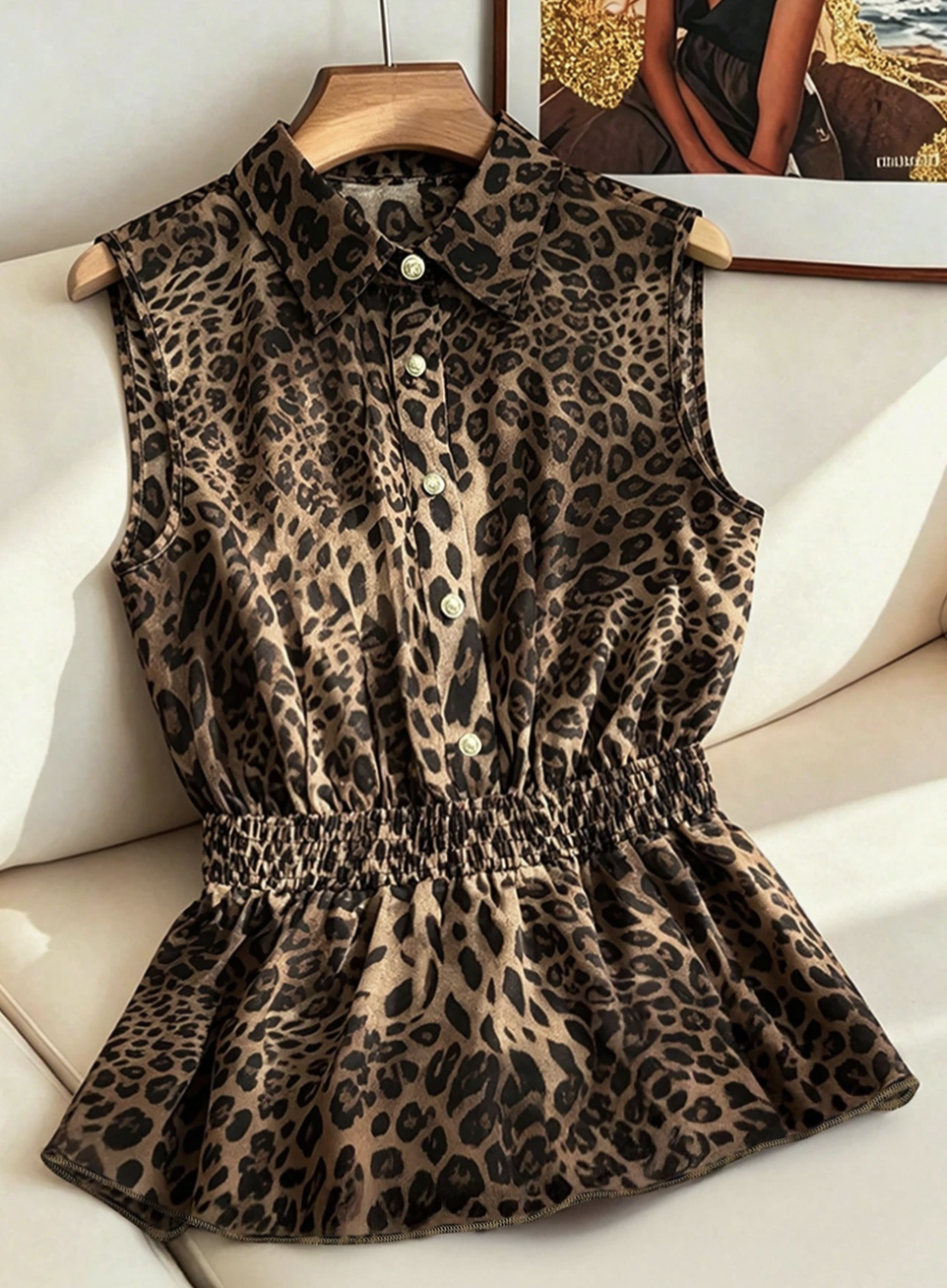 Wild Chic Leopard Pleated Blouse – Elegant Casual Everyday Top