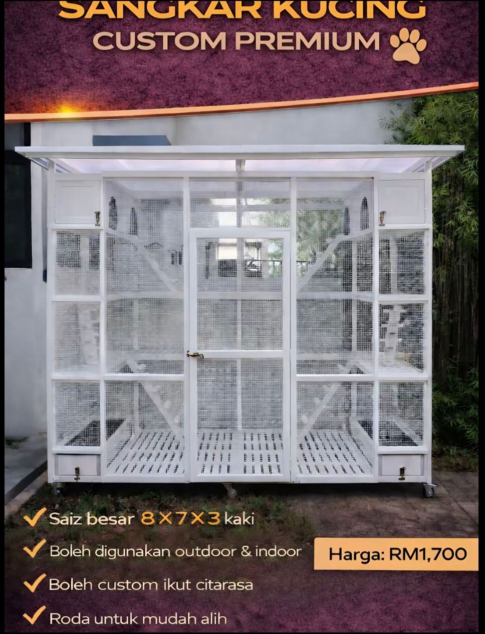 Sangkar Kucing Custom Premium