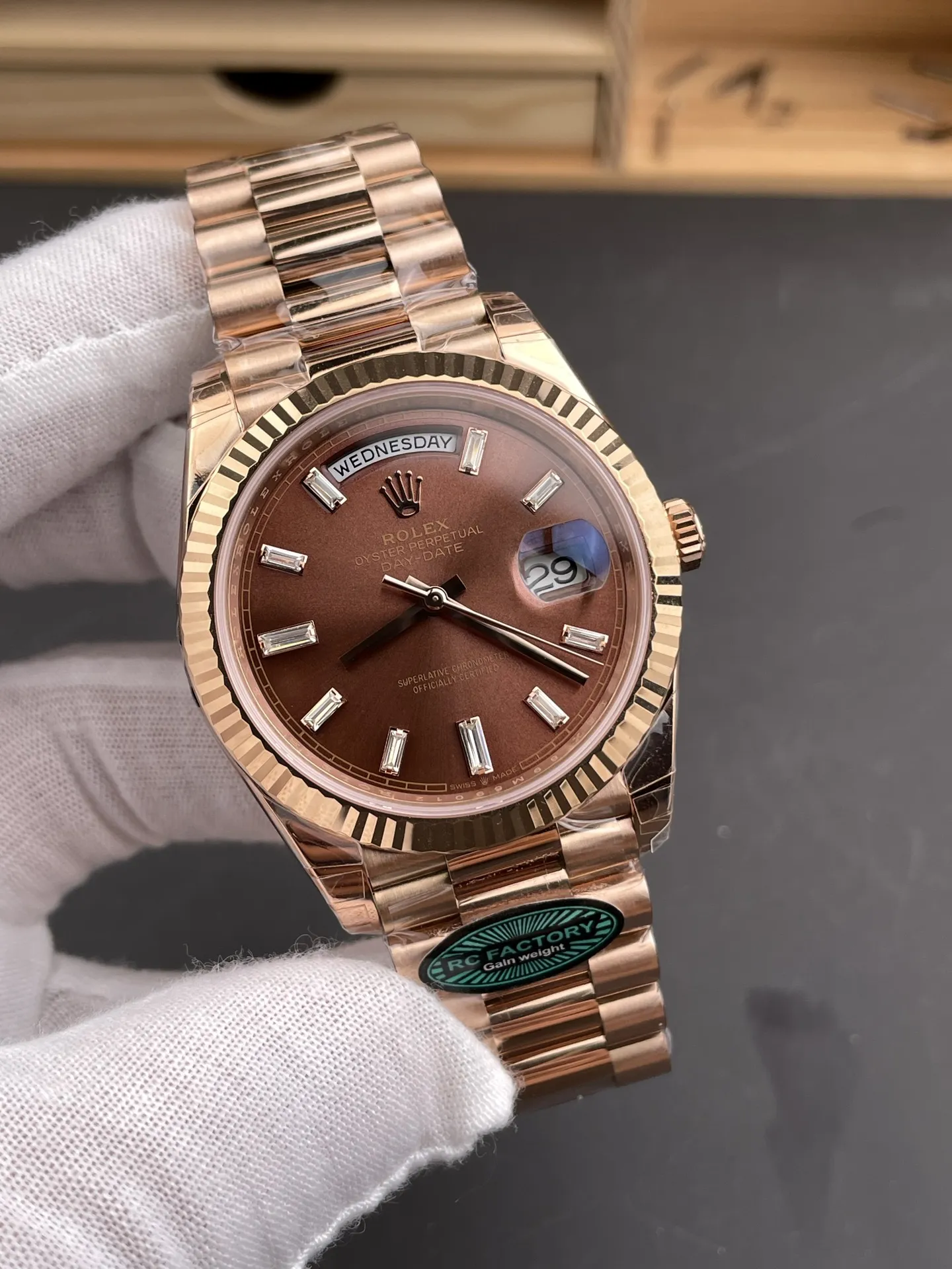 Rolex Day Date 40 RG 228236 RCF 11 Best Edition Brown Dial on President Bracelet VR3255 (211g)