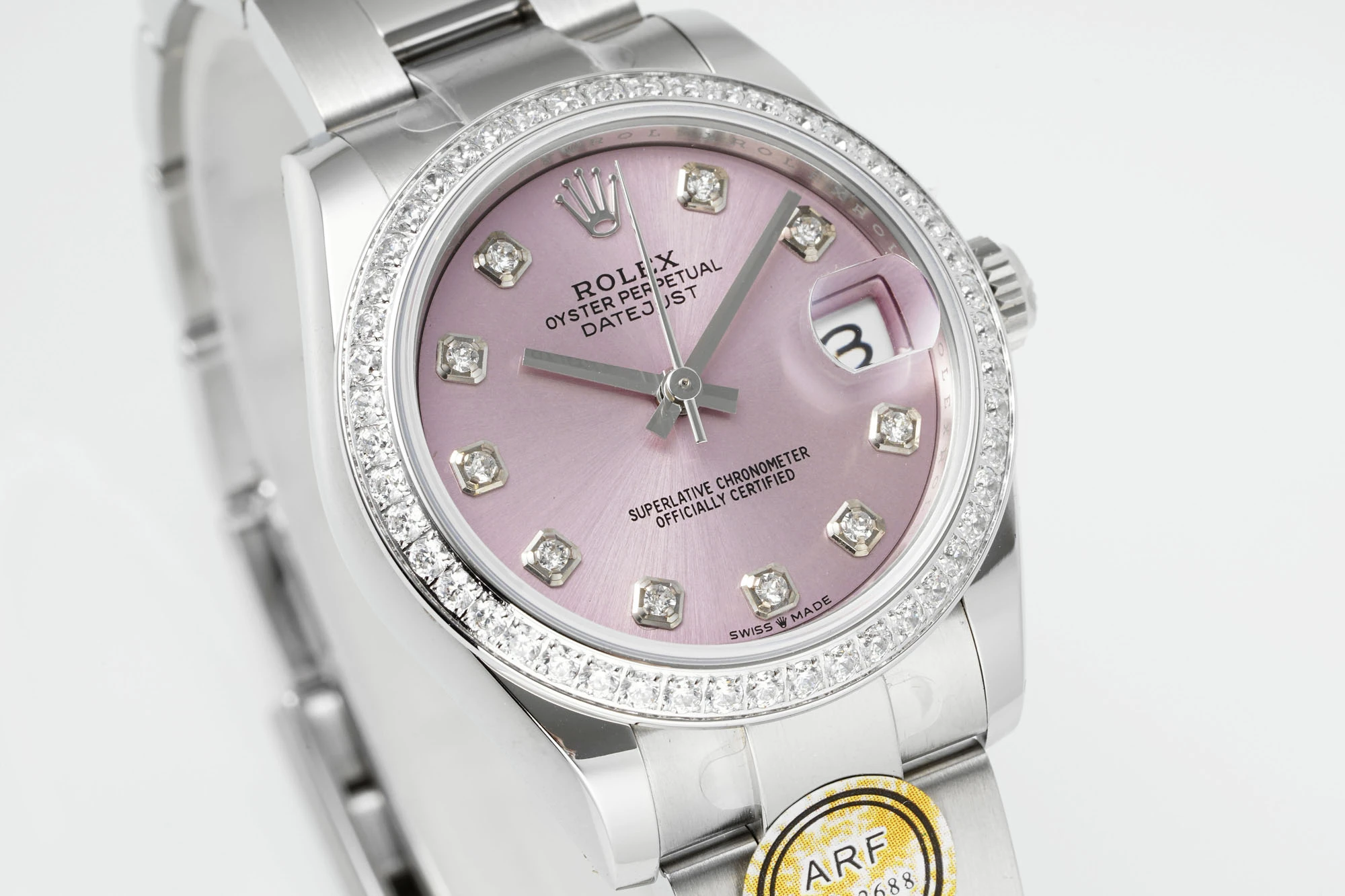 Rolex DateJust 31 278384 ARF 1:1 Best Edition 904L Steel Pink Diamond Dial Diamond bezel on SS Oyster Bracelet