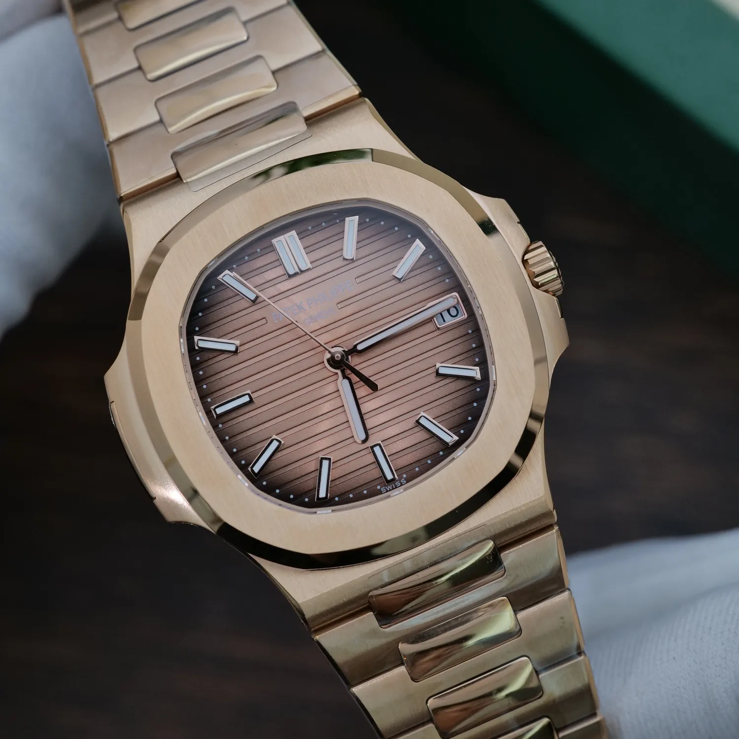 Patek Philippe Nautilus 5711/1R RG 3KF 1:1 Best Edition Brown Textured Dial on RG Bracelet A324 Super Clone V2