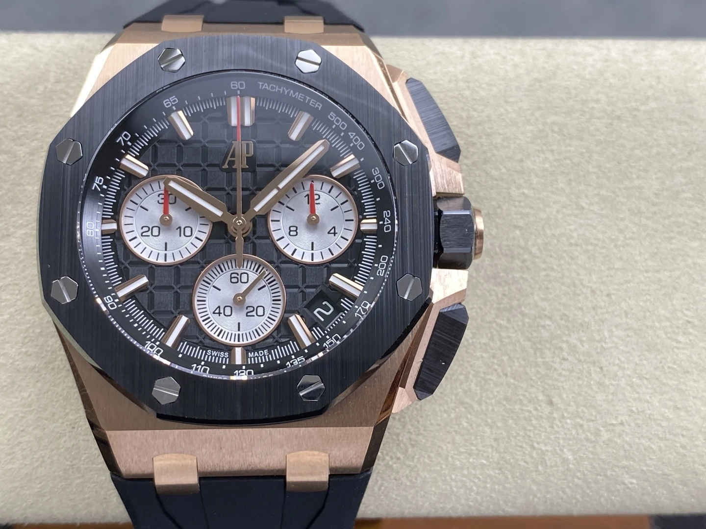 AP Royal Oak Offshore 43mm 26420ro RG DDF 1:1 Best Edition Black Dial on Black Rubber Super Clone 4401 (Weighted)