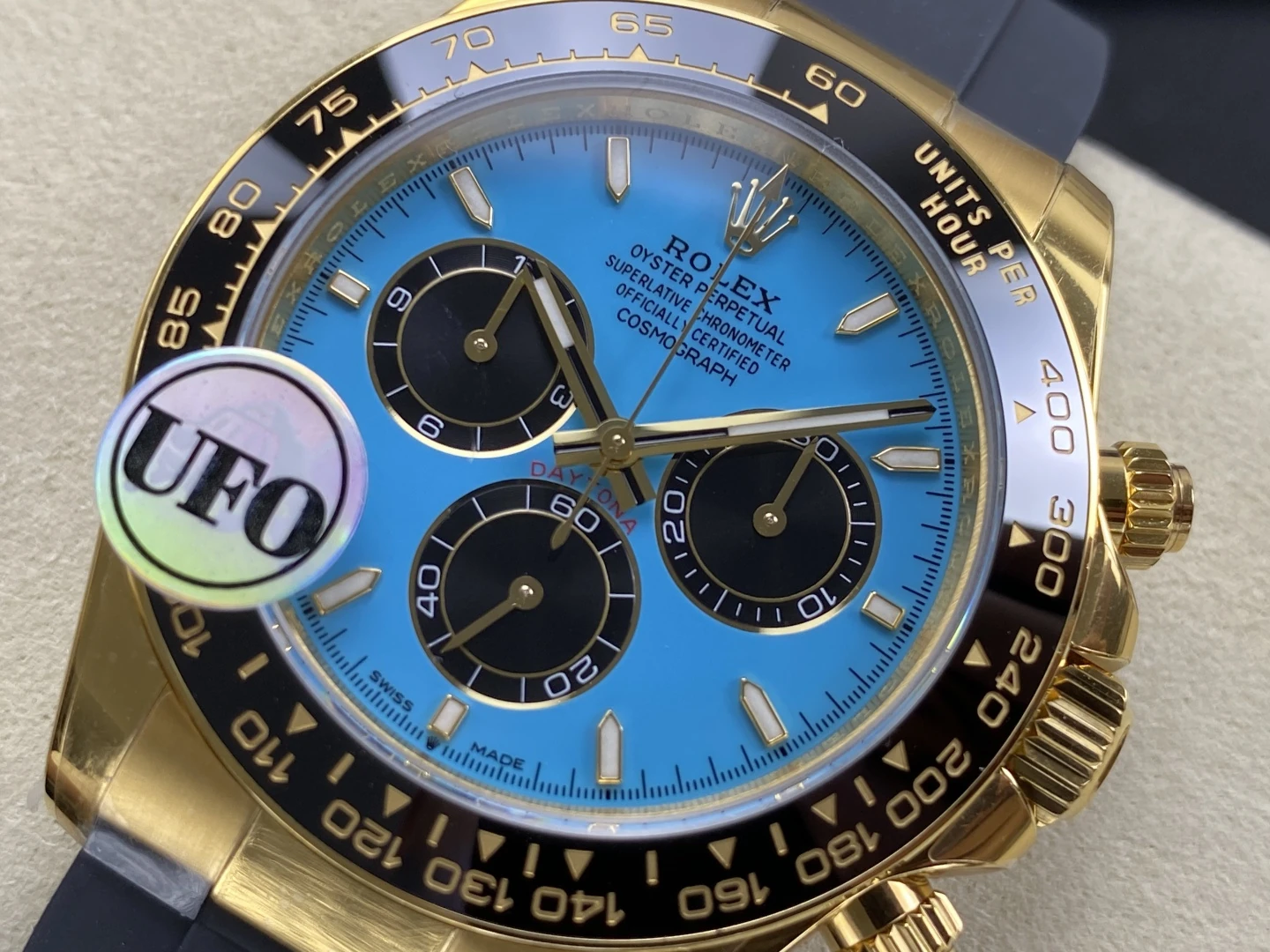 Rolex Daytona 126518 YG UFO 1:1 Best Edition Tiffany Stick Dial on Oysterflex Strap UF4131 (Free Sprung)
