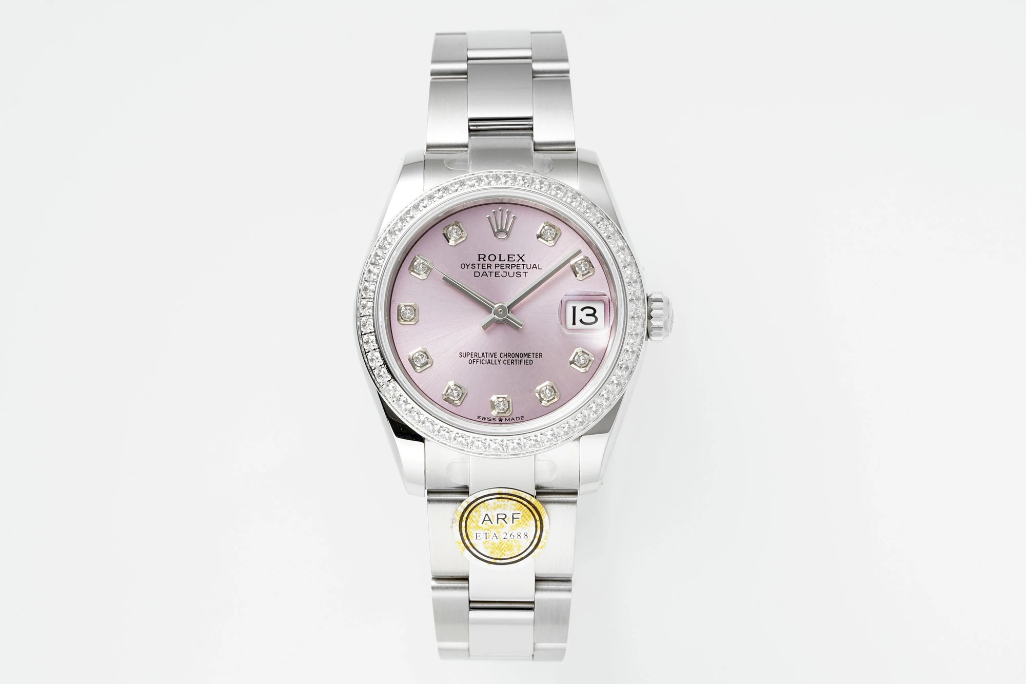 Rolex DateJust 31 278384 ARF 1:1 Best Edition 904L Steel Pink Diamond Dial Diamond bezel on SS Oyster Bracelet
