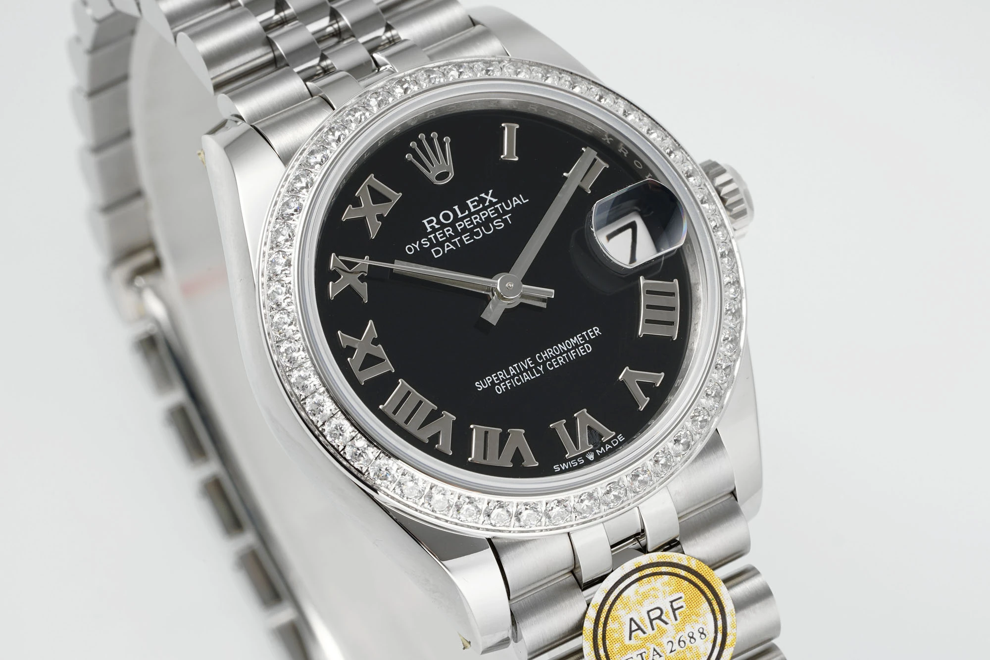 Rolex DateJust 31 278384 ARF 1:1 Best Edition 904L Steel Black Roman Dial Diamond bezel on SS Jubilee Bracelet