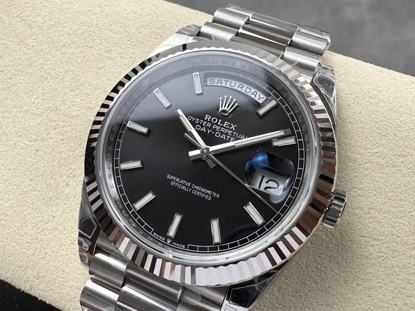 Rolex Day Date 228239 40mm VSF 1:1 Best Edition Black Dial Fluted Bezel 3255