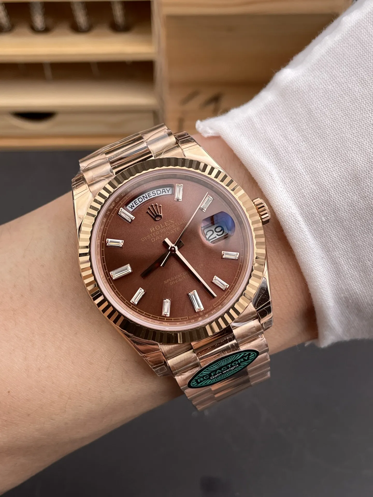 Rolex Day Date 40 RG 228236 RCF 11 Best Edition Brown Dial on President Bracelet VR3255 (211g)