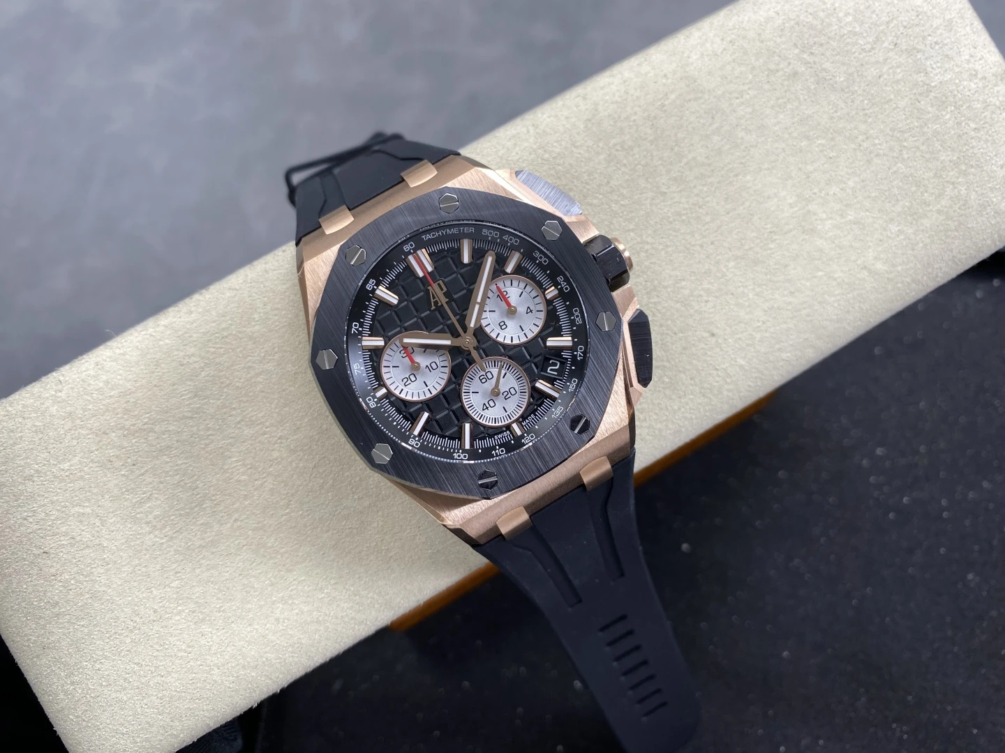 AP Royal Oak Offshore 43mm 26420ro RG DDF 1:1 Best Edition Black Dial on Black Rubber Super Clone 4401 (Weighted)