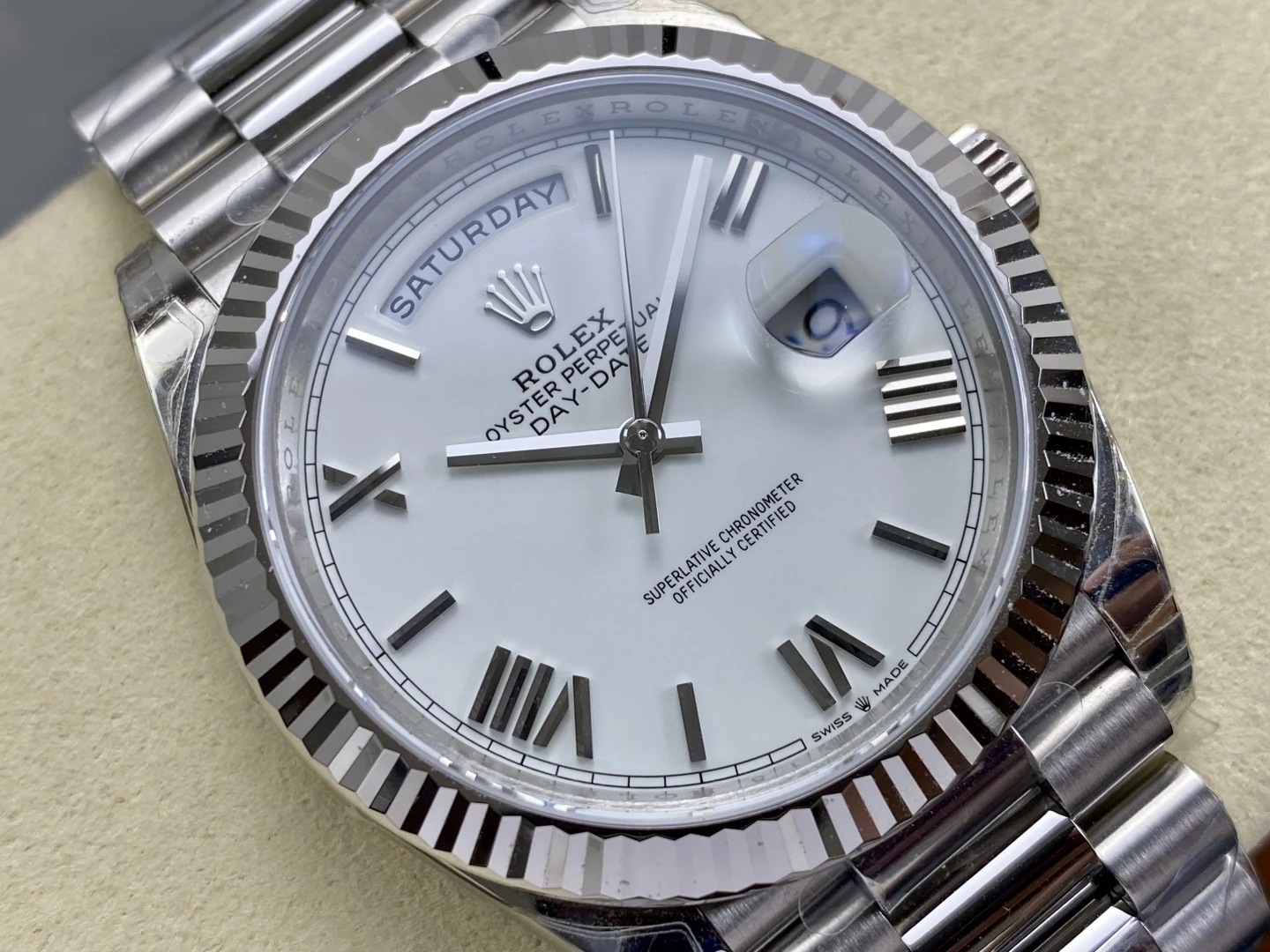 Rolex Day Date 228239 40mm VSF 1:1 Best Edition White Roman Dial Fluted Bezel 3255