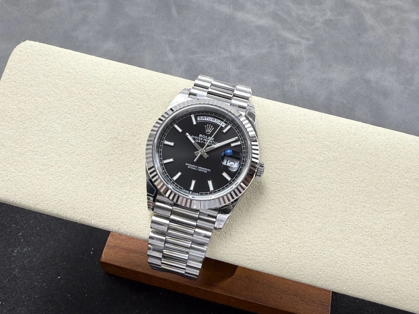 Rolex Day Date 228239 40mm VSF 1:1 Best Edition Black Dial Fluted Bezel 3255