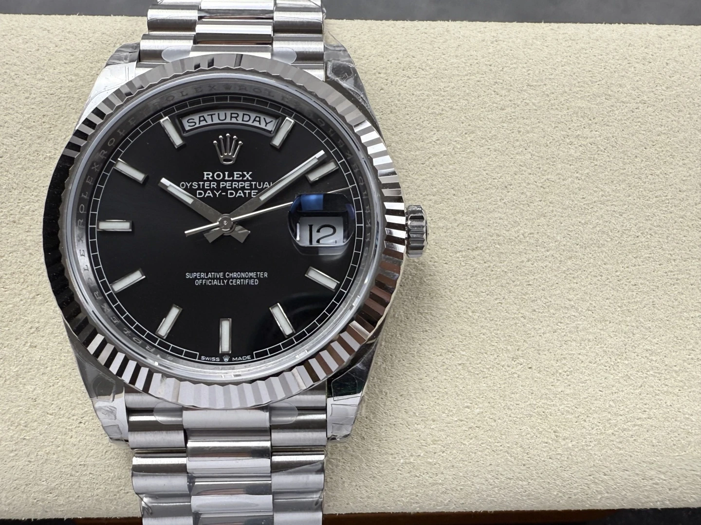 Rolex Day Date 228239 40mm VSF 1:1 Best Edition Black Dial Fluted Bezel 3255