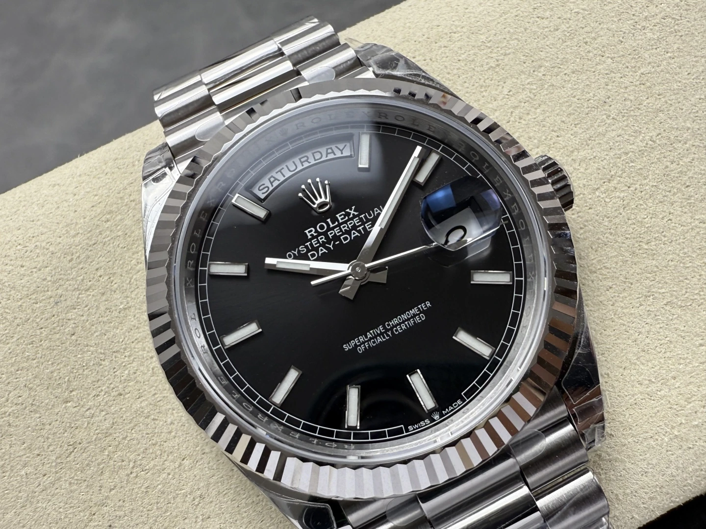 Rolex Day Date 228239 40mm VSF 1:1 Best Edition Black Dial Fluted Bezel 3255