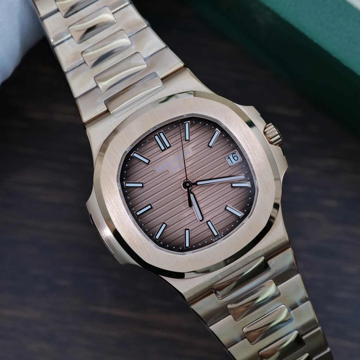 Patek Philippe Nautilus 5711/1R RG 3KF 1:1 Best Edition Brown Textured Dial on RG Bracelet A324 Super Clone V2