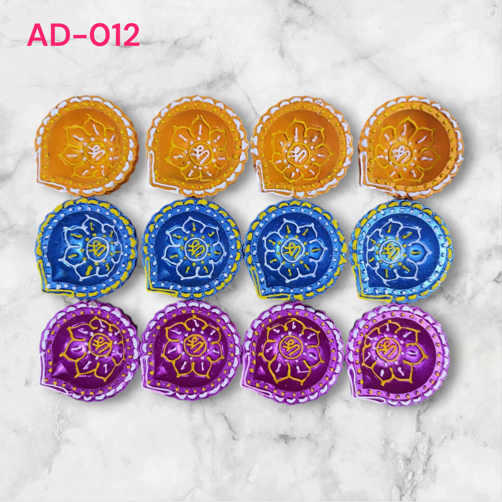 12 pcs 2 inch Decorative Clay Diyas Set 