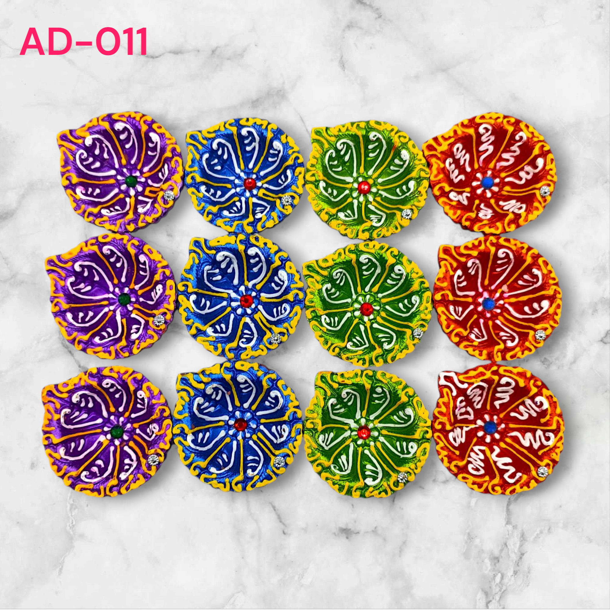 Decorative Handmade Clay Diyas Set