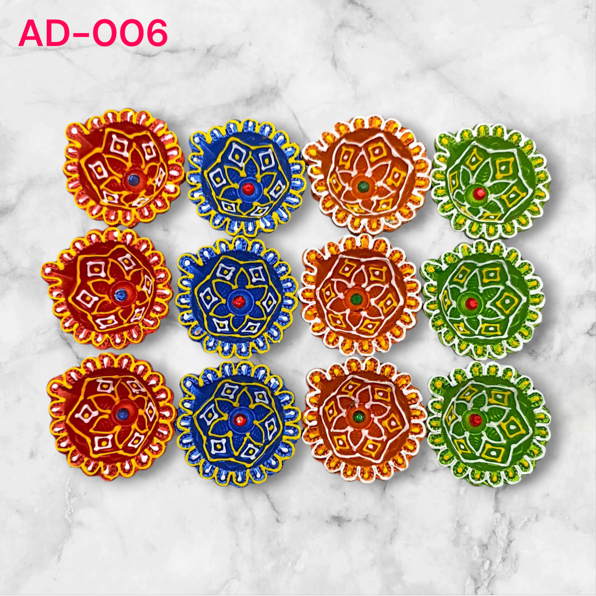 Decorative Clay Diyas Set (12 pcs)