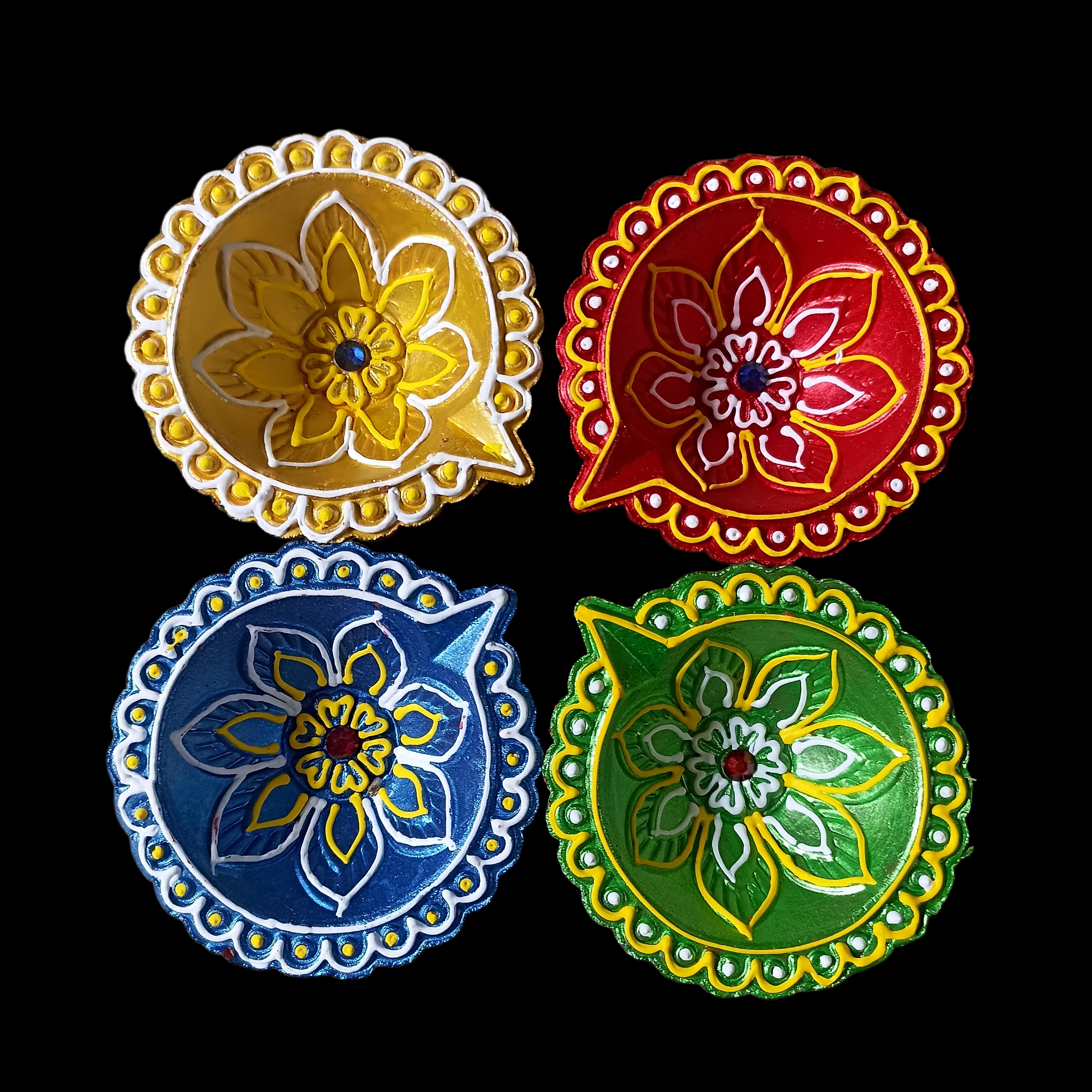 Hand-Painted Diya Set 4 pca