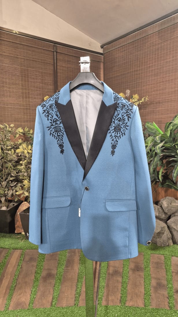 Stylish Embroidered Blue Blazer