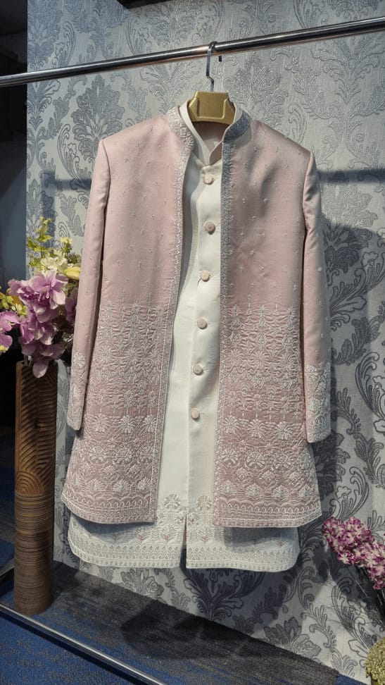 Embroidered Baby Pink Indo Western