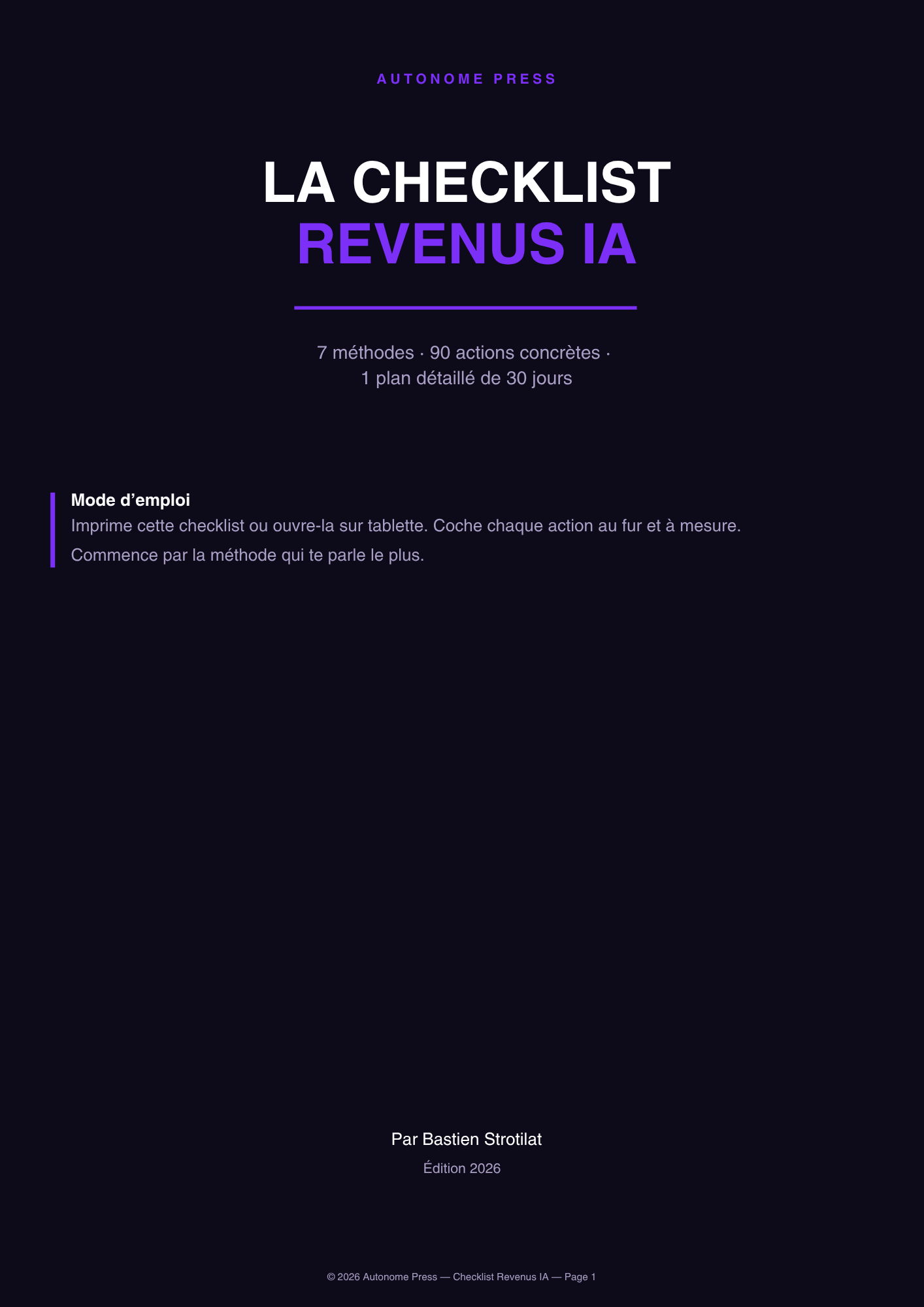 La Check-List qui transforme ton guide en résultat