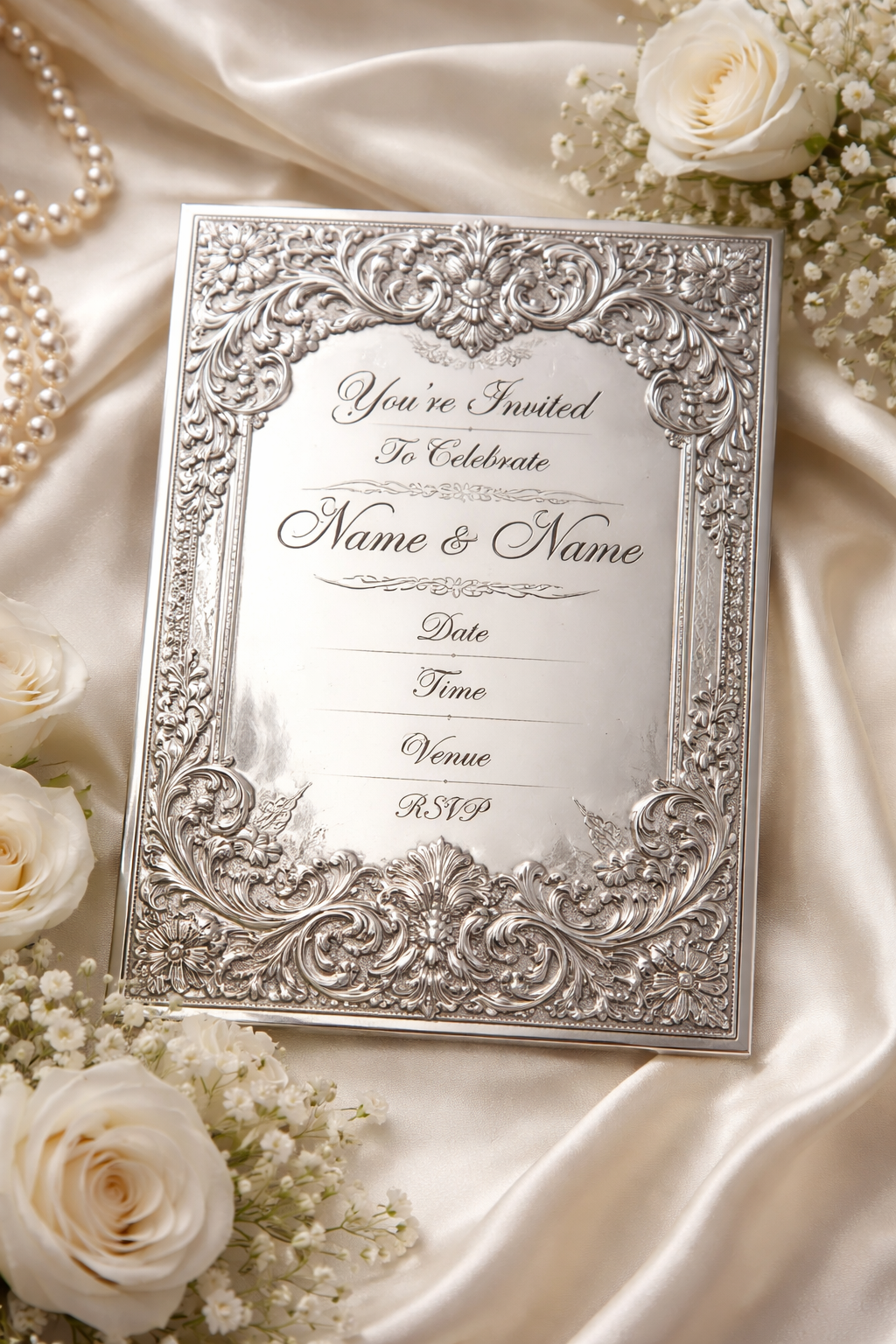 925 Silver Invitation Card