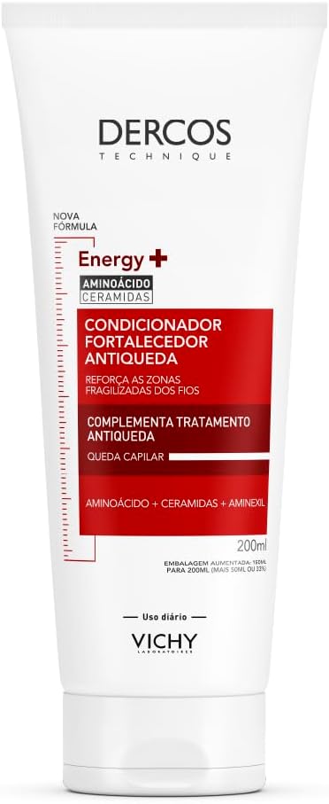 Vichy Dercos Energy+ Condicionador Fortalecedor Antiqueda com Aminexil, Aminoácidos e Ceramidas, Reduz Quebra, Reforça Estrutura dos Fios, Aumenta Resistência Capilar, 200ml