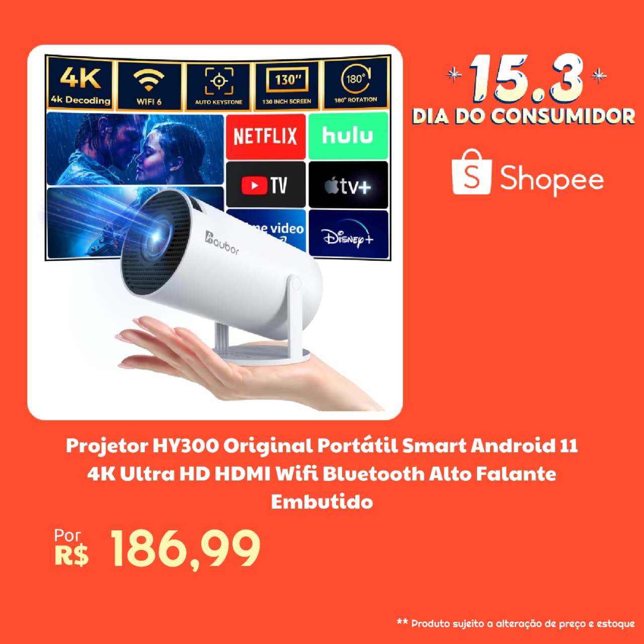 Projetor HY300 Smart Android 11