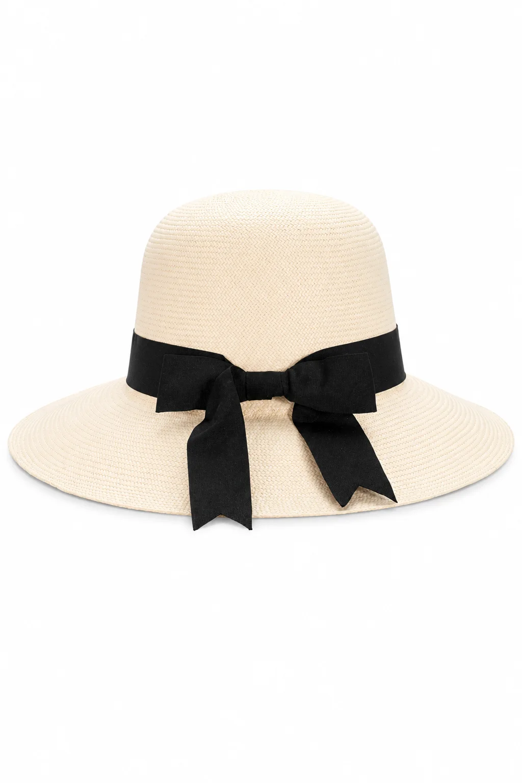 Chapeau Panama Capeline – Blanc & Nœud Noir