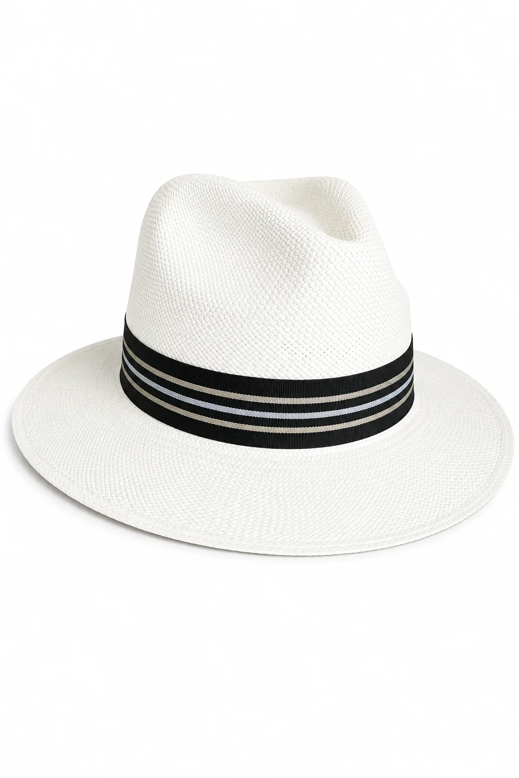 Chapeau Panama Fedora – Blanc & Ruban Noir Vintage