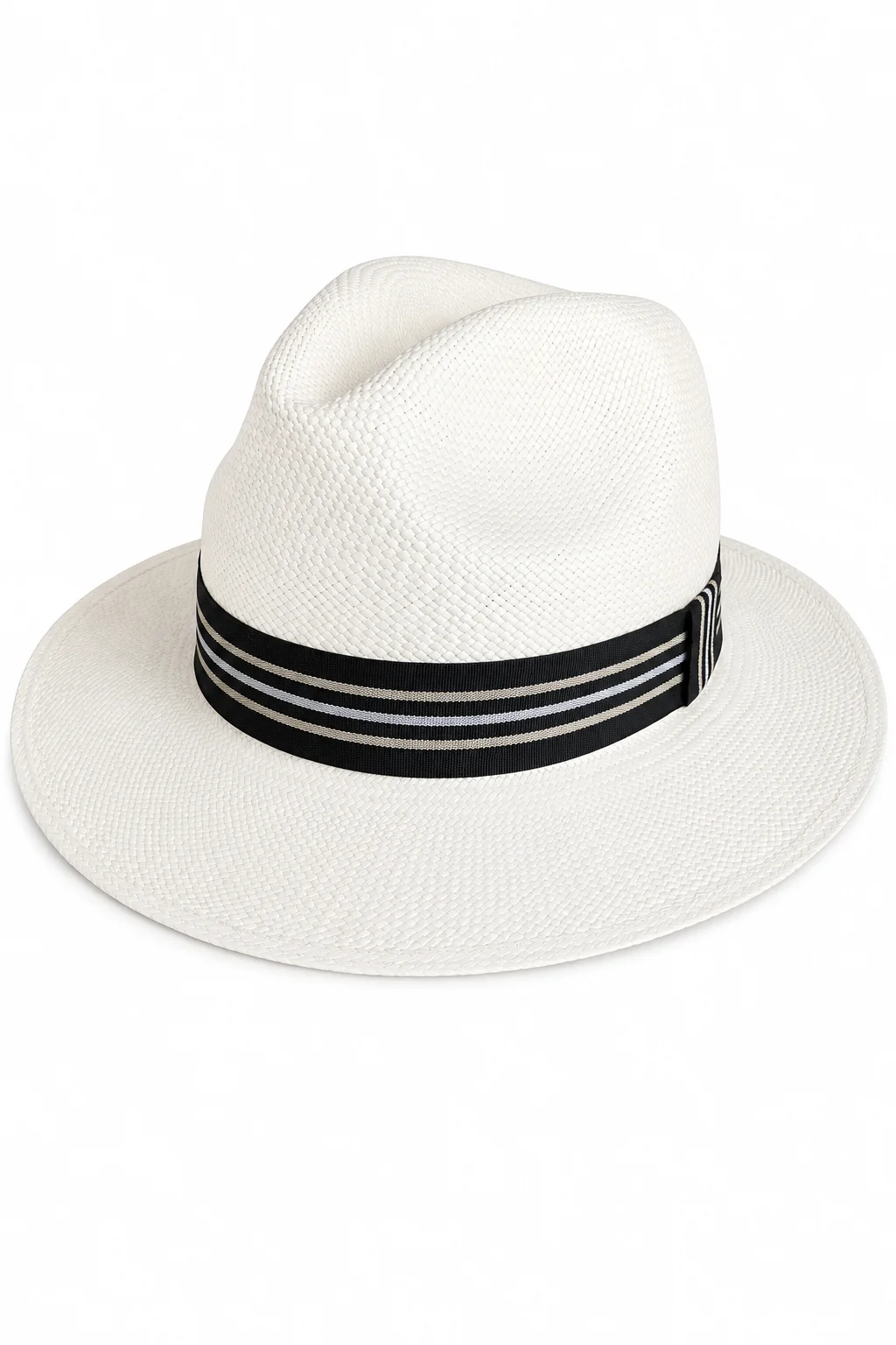 Chapeau Panama Fedora – Blanc & Ruban Noir Vintage