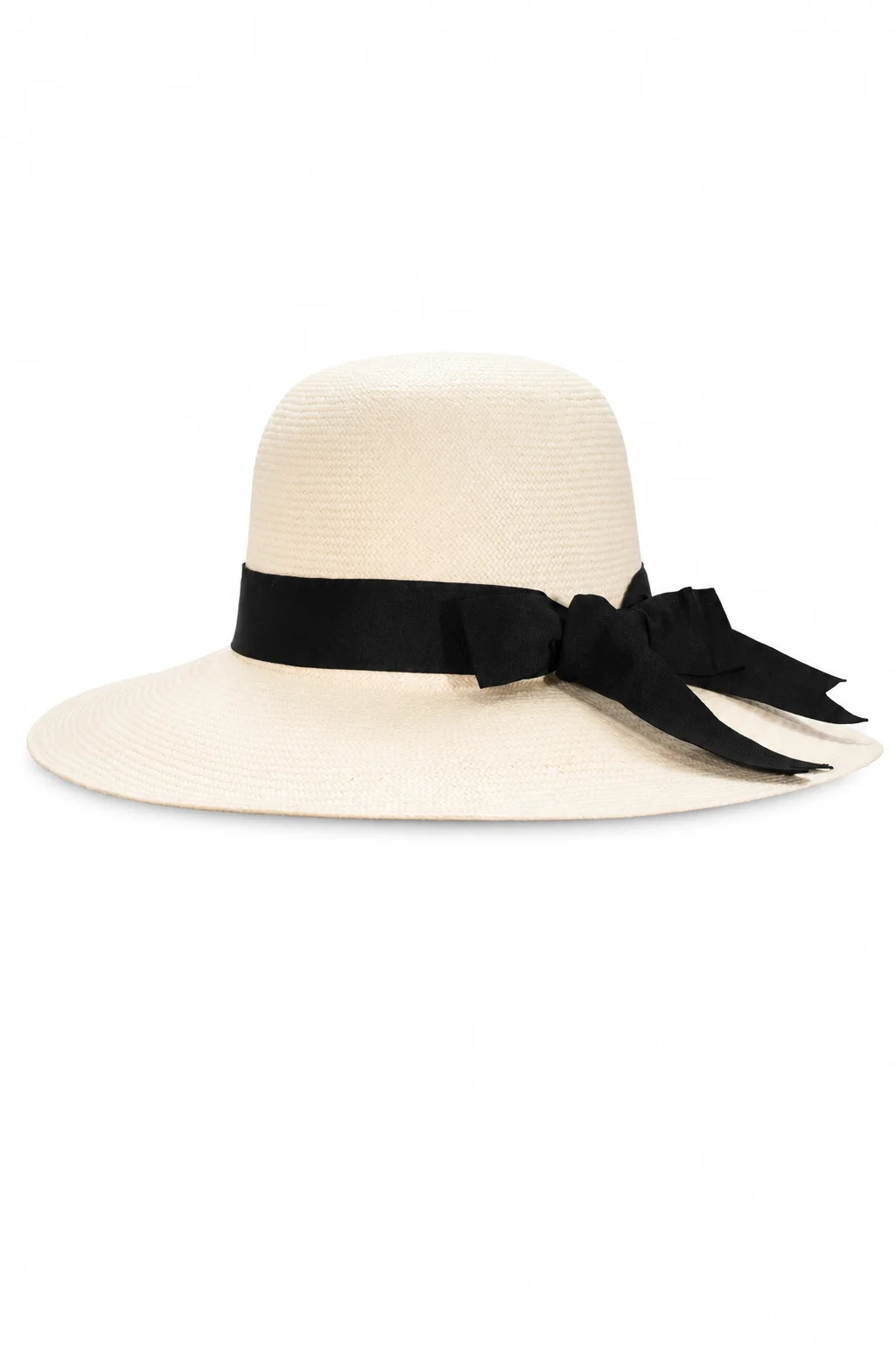 Chapeau Panama Capeline – Blanc & Nœud Noir