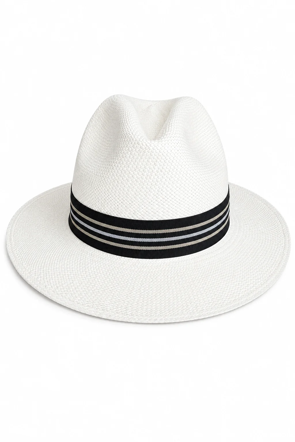 Chapeau Panama Fedora – Blanc & Ruban Noir Vintage