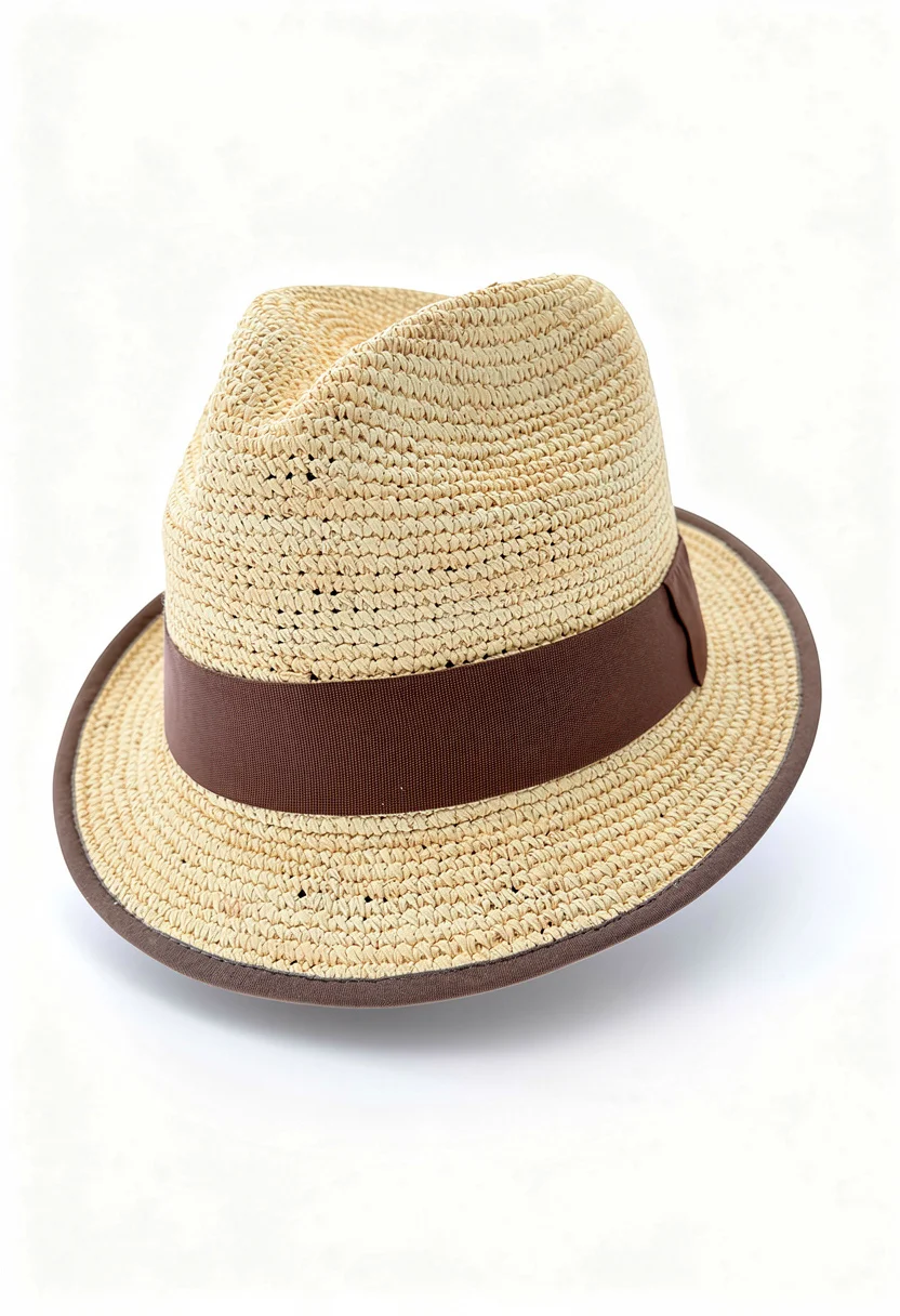 Chapeau Fedora Toquilla Crochet – Crème & Marron