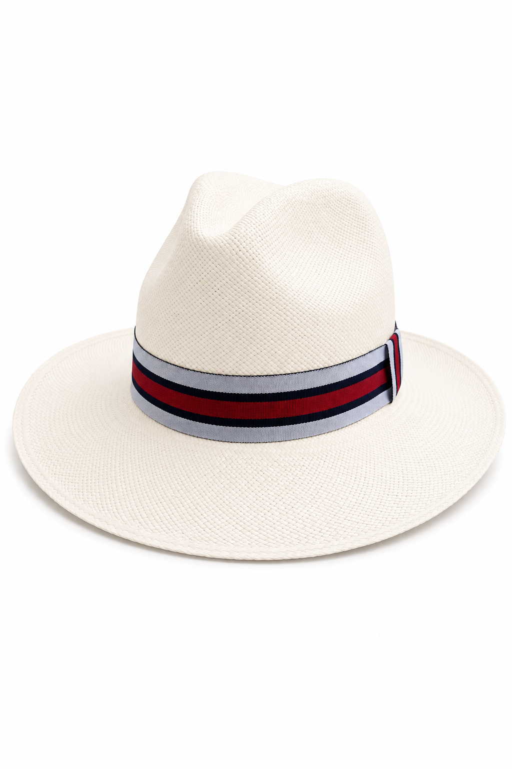 Chapeau Panama Fedora blanc – Ruban Tricolore Original