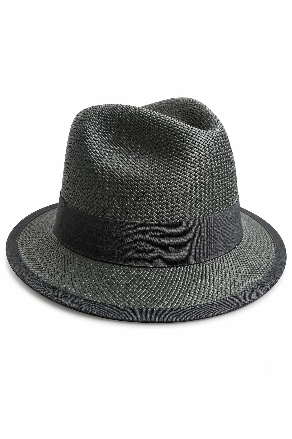 Chapeau Panama fedora – Noir & Noir Graphique (Pièce Unique)