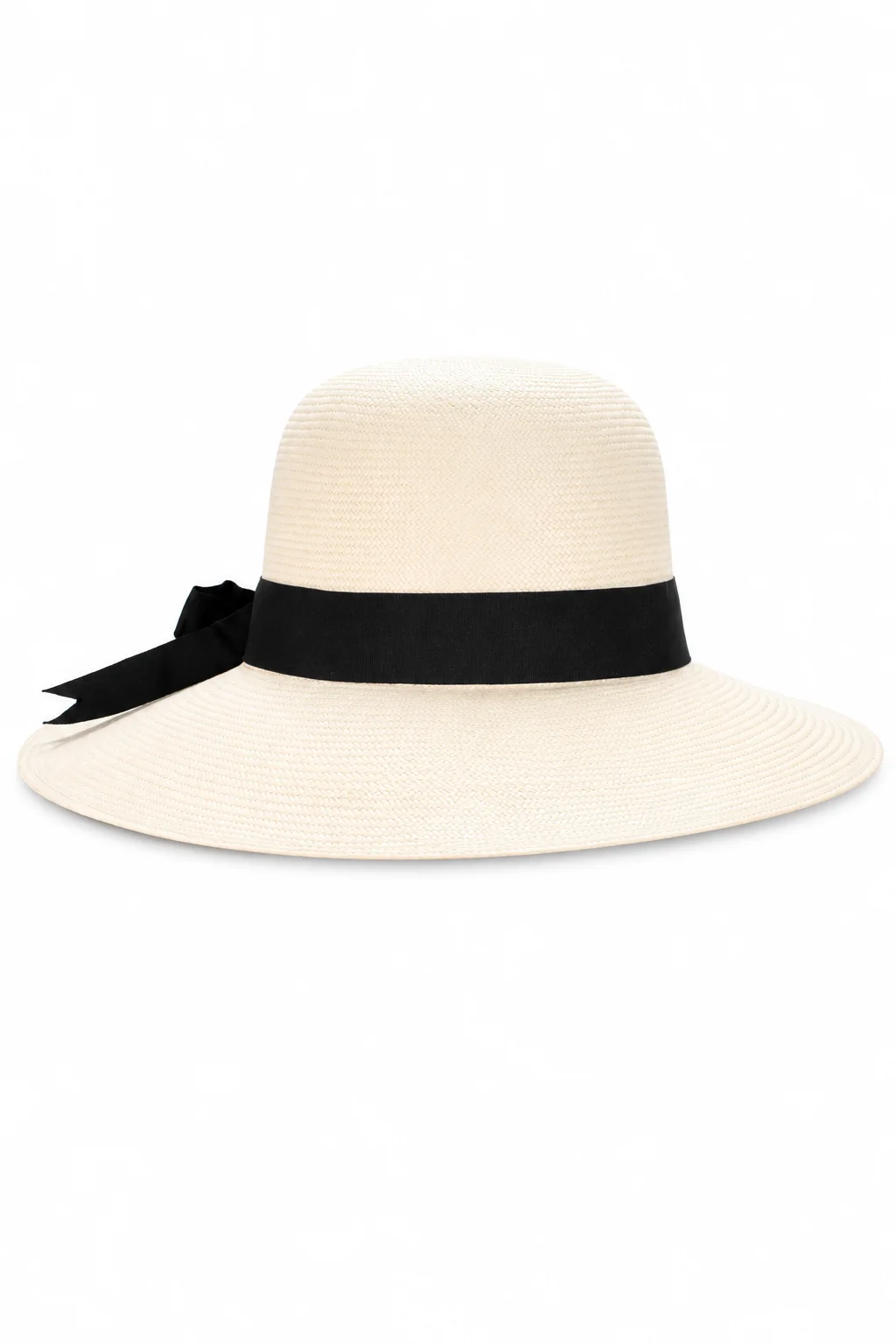 Chapeau Panama Capeline – Blanc & Nœud Noir