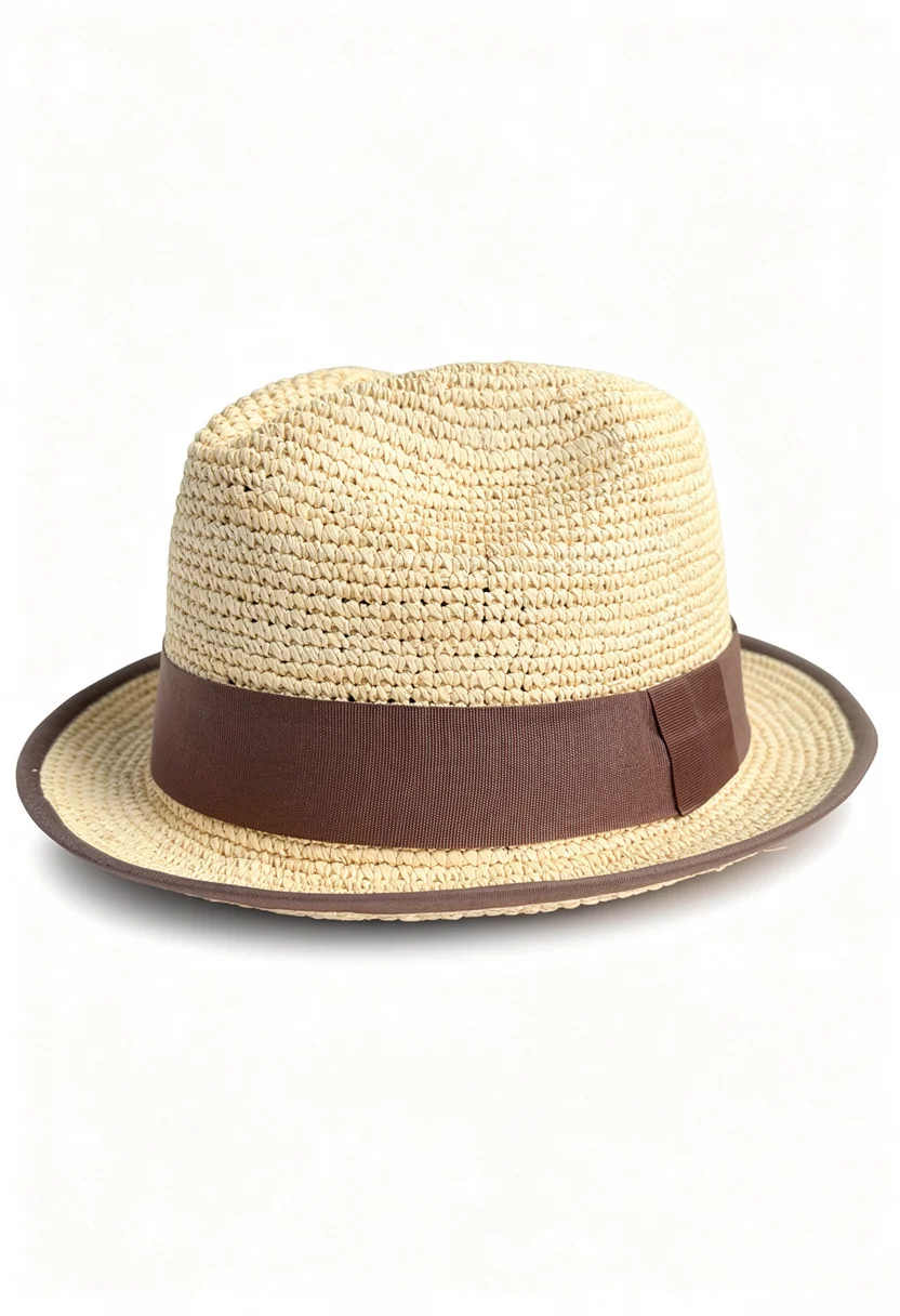 Chapeau Fedora Toquilla Crochet – Crème & Marron