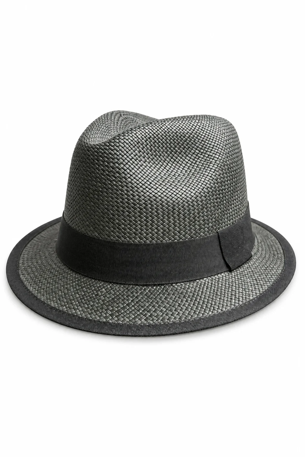 Chapeau Panama fedora – Noir & Noir Graphique (Pièce Unique)