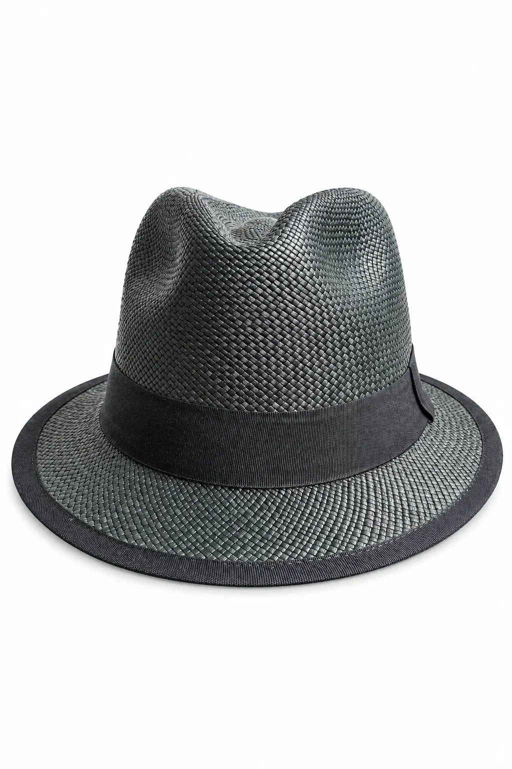 Chapeau Panama fedora – Noir & Noir Graphique (Pièce Unique)