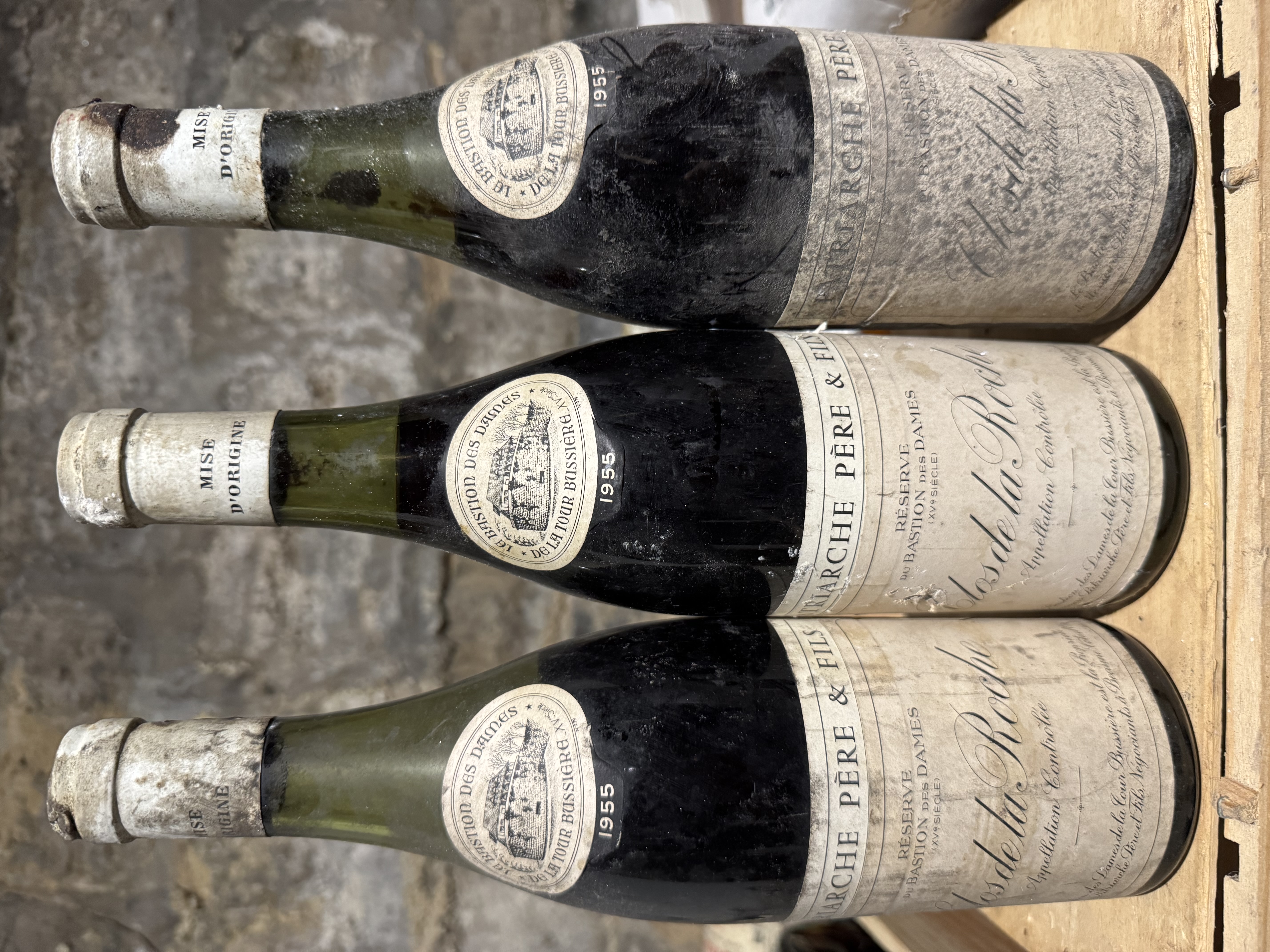 1955 Vintage Burgundy Wine Bottles
