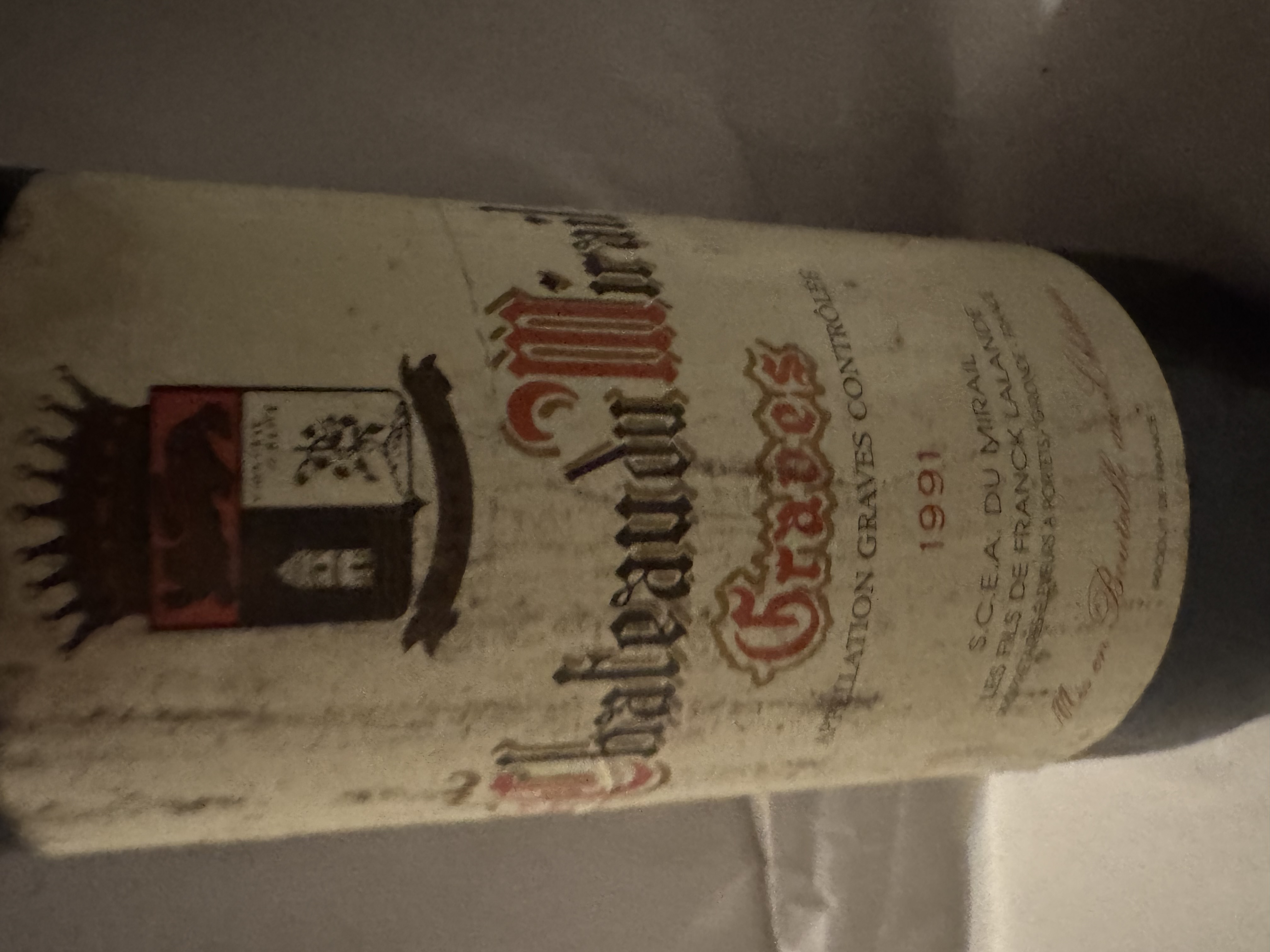 1991 Chateau Mille Graves Red Wine