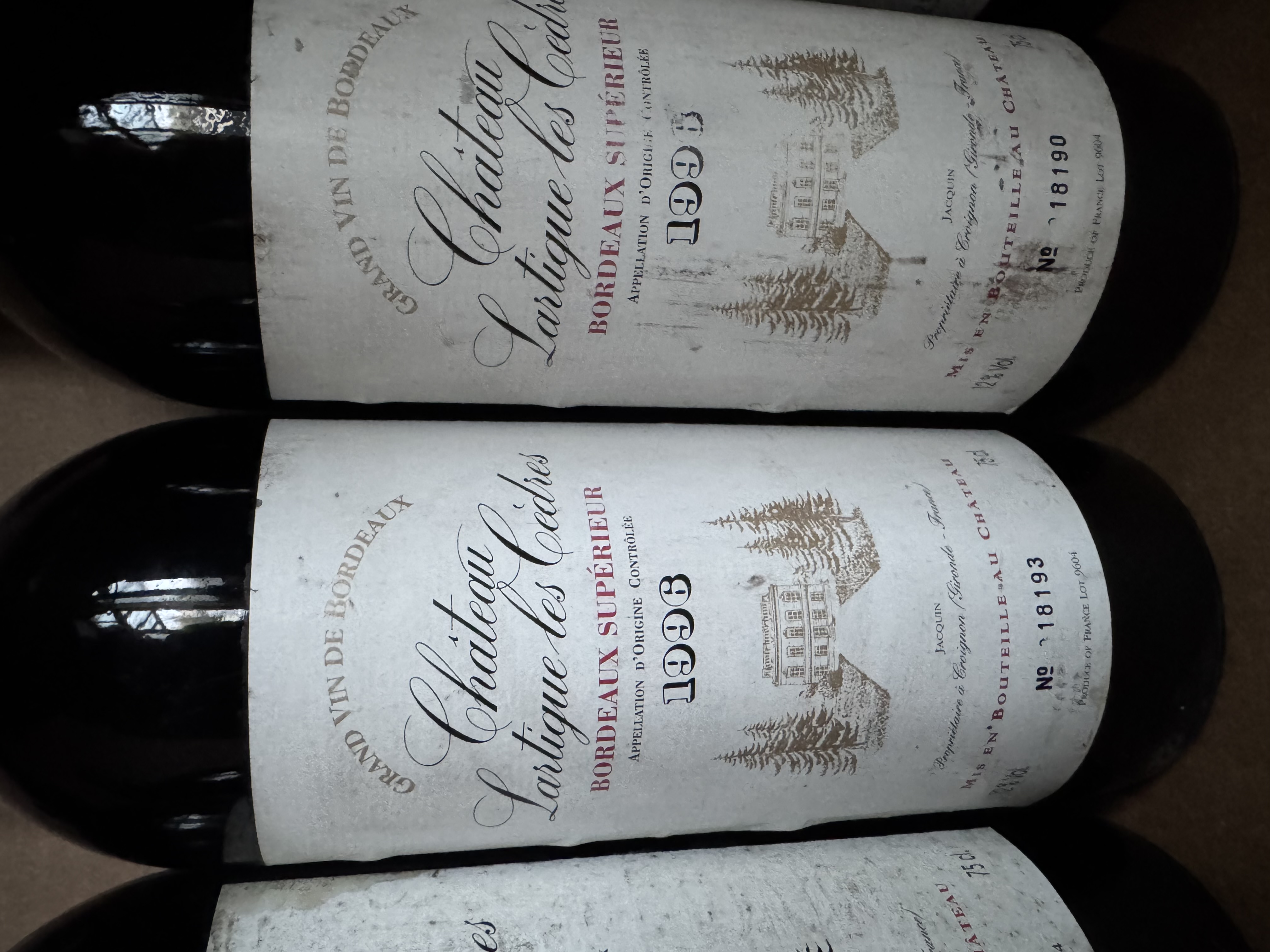 Bouteille de vin 1995 Vins Bordeaux Château Lartigue Cèdres 1995