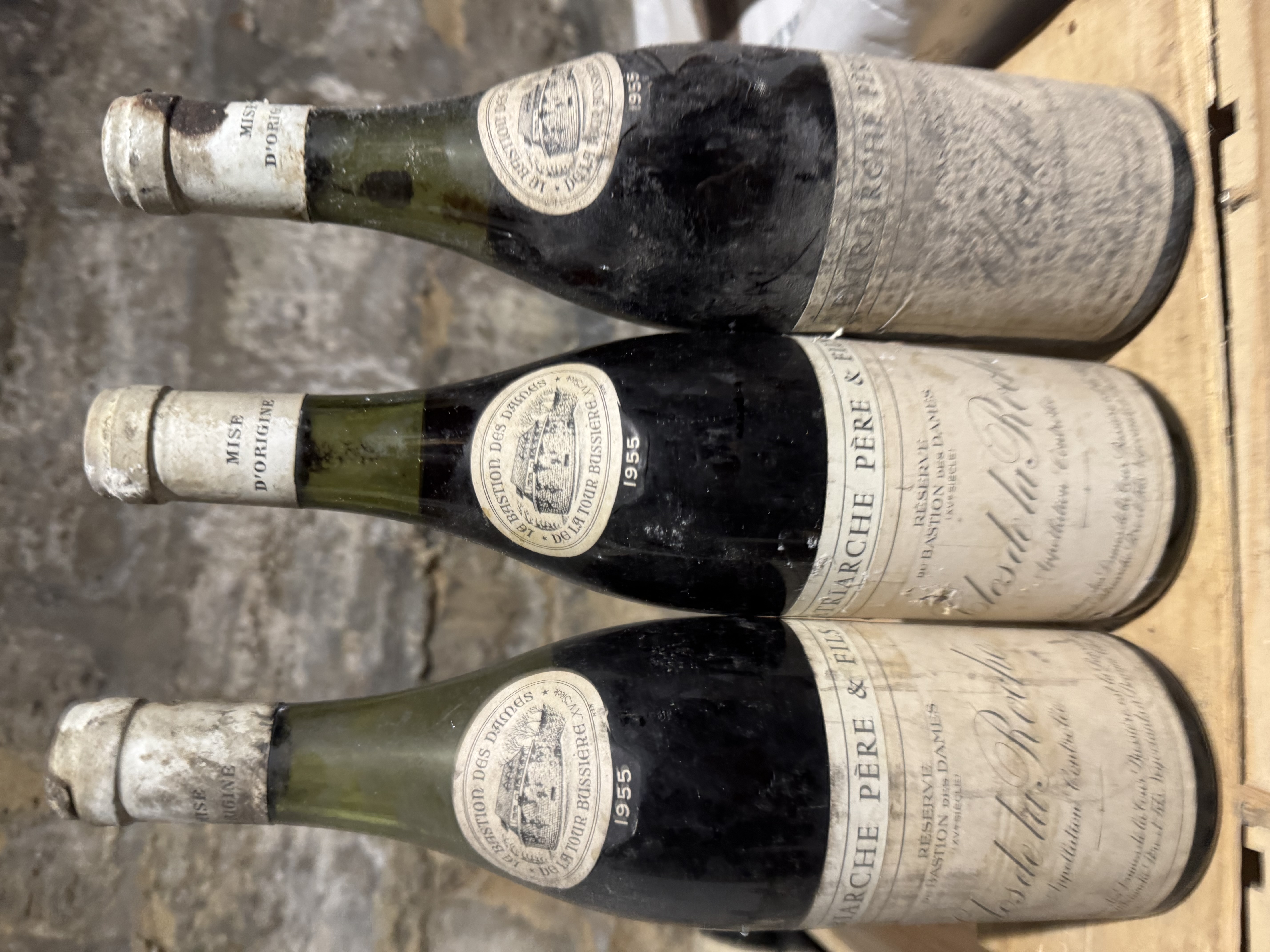 1955 Vintage Burgundy Wine Bottles