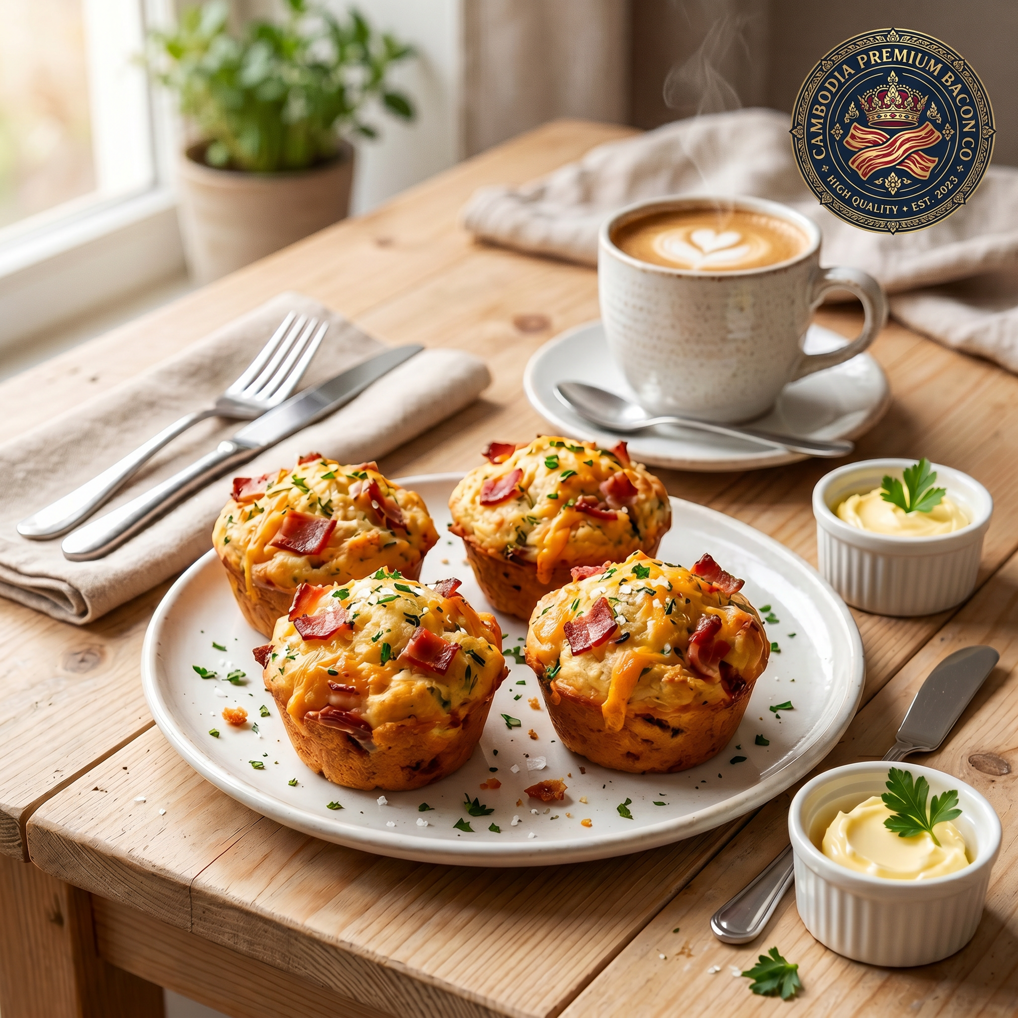 4 Savory Bacon & Cheese Muffins