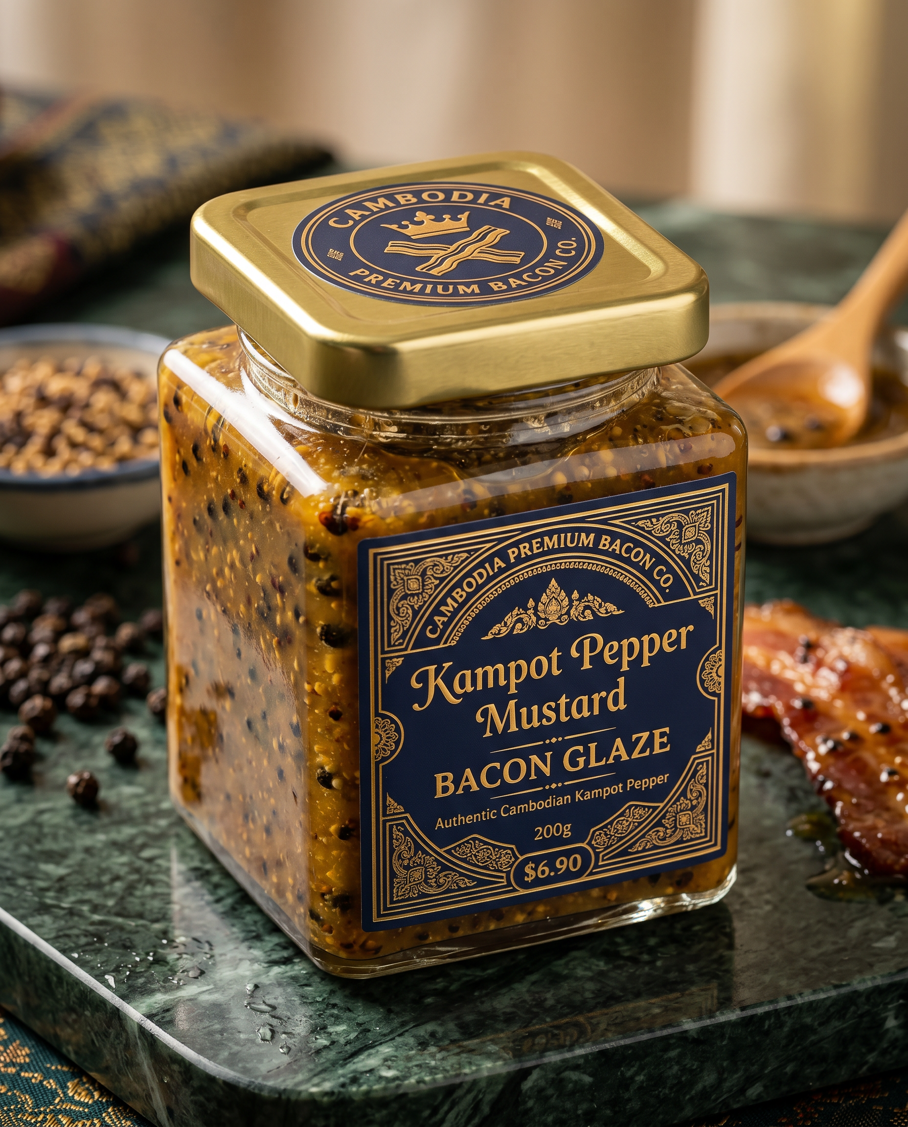 Kampot Pepper Mustard Bacon Glaze