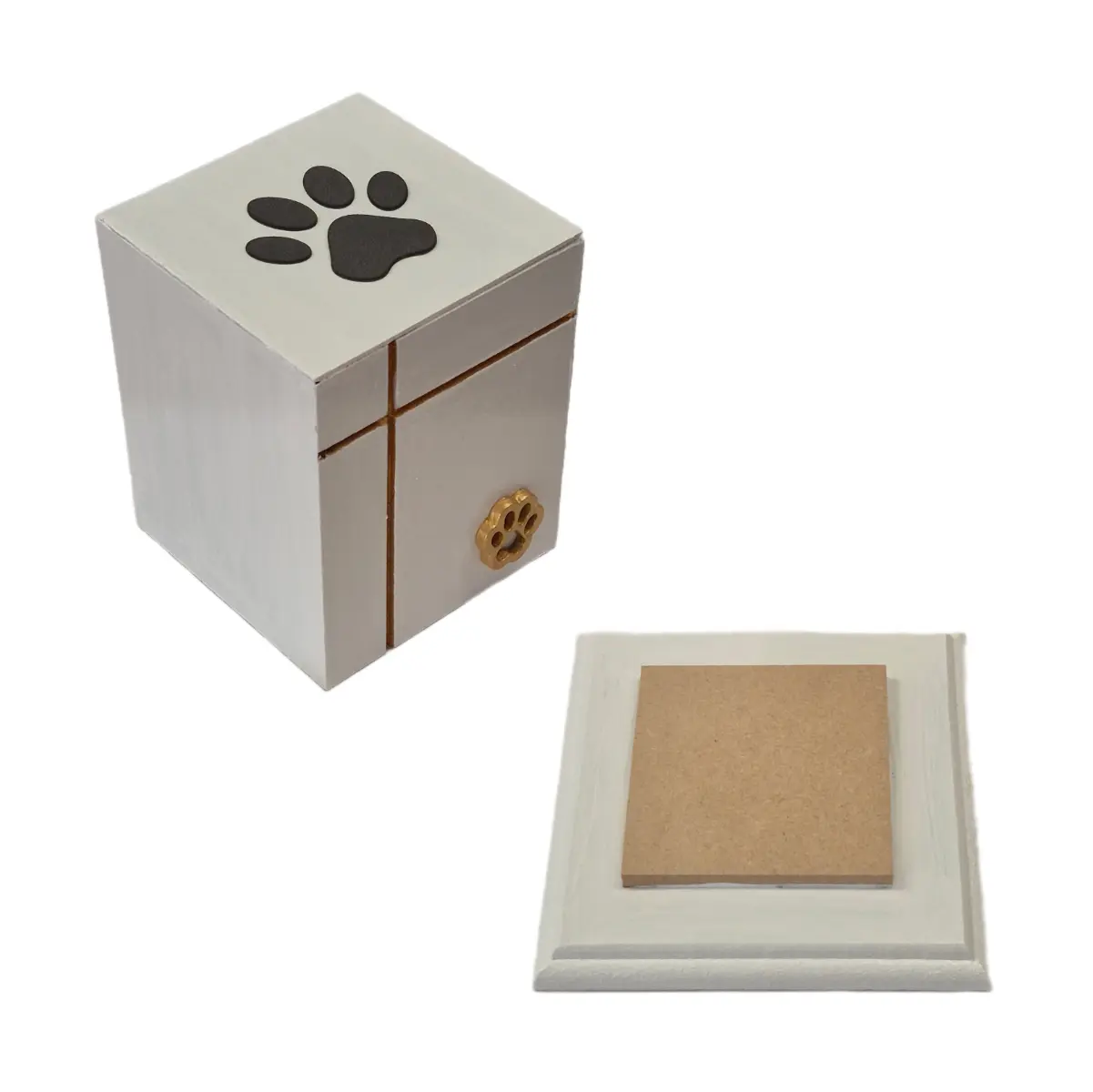 Urna blanca para mascota de MDF