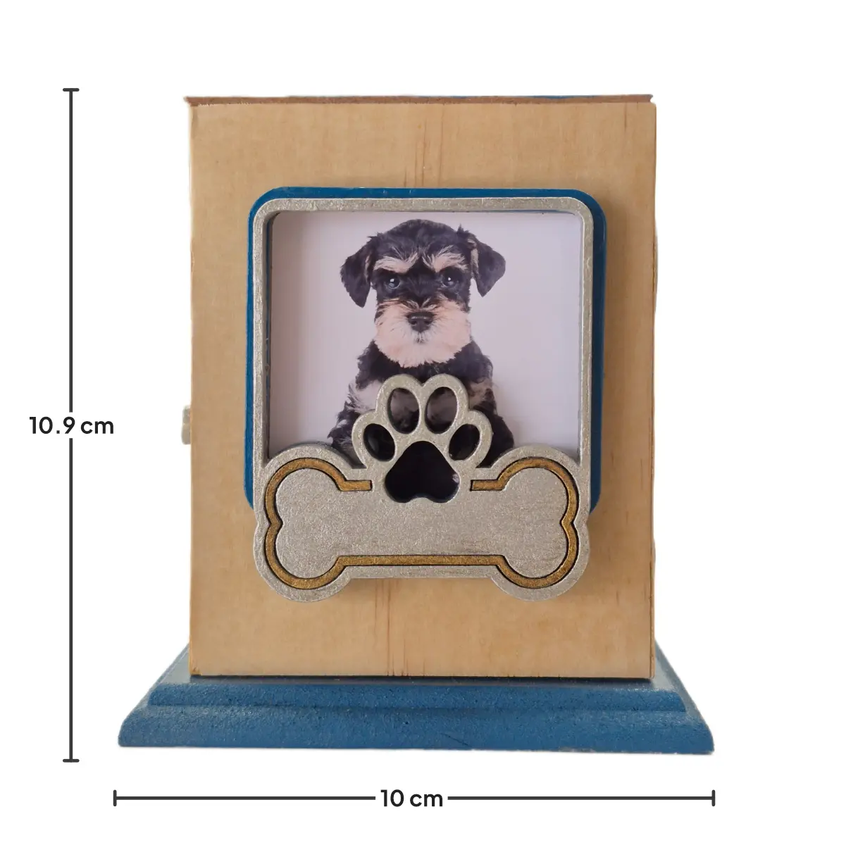 Urna azul y plata de madera chica