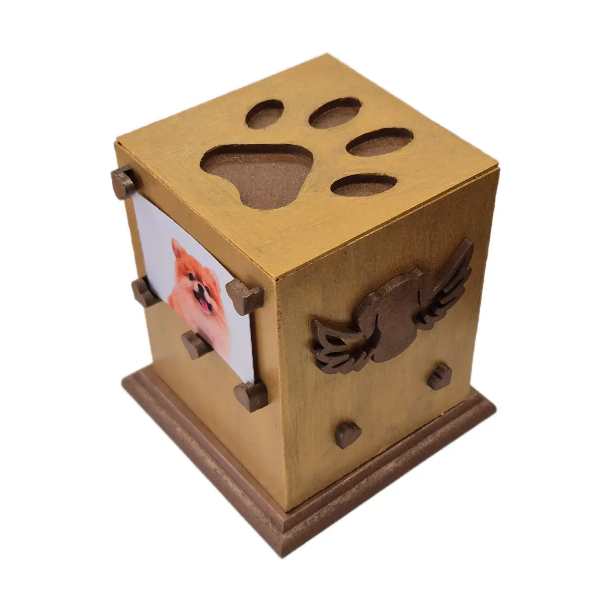 Urna para mascotas dorada chica