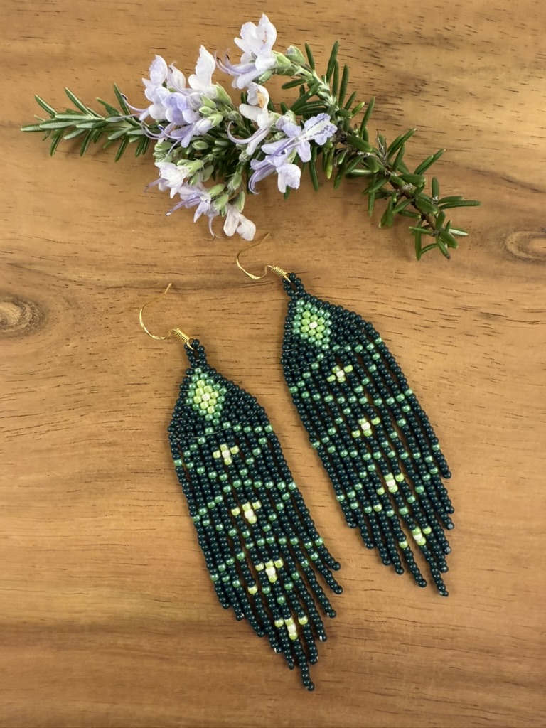 Beaded Feather Earrings